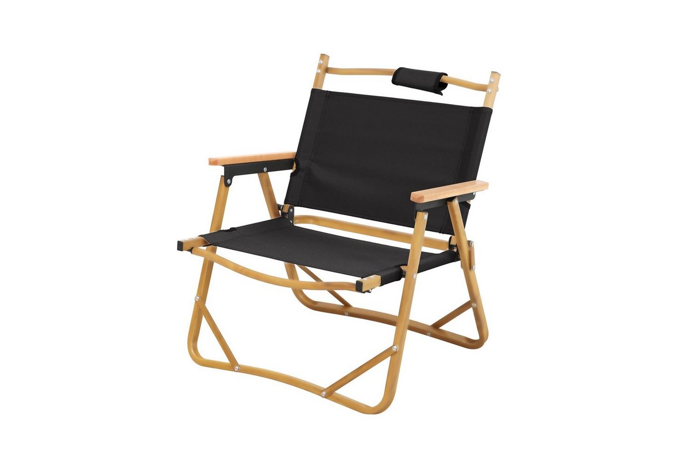 JAWINIO Campingstuhl, Outdoor, faltbar, mit Armlehnen, Faltstuhl, Schwarz