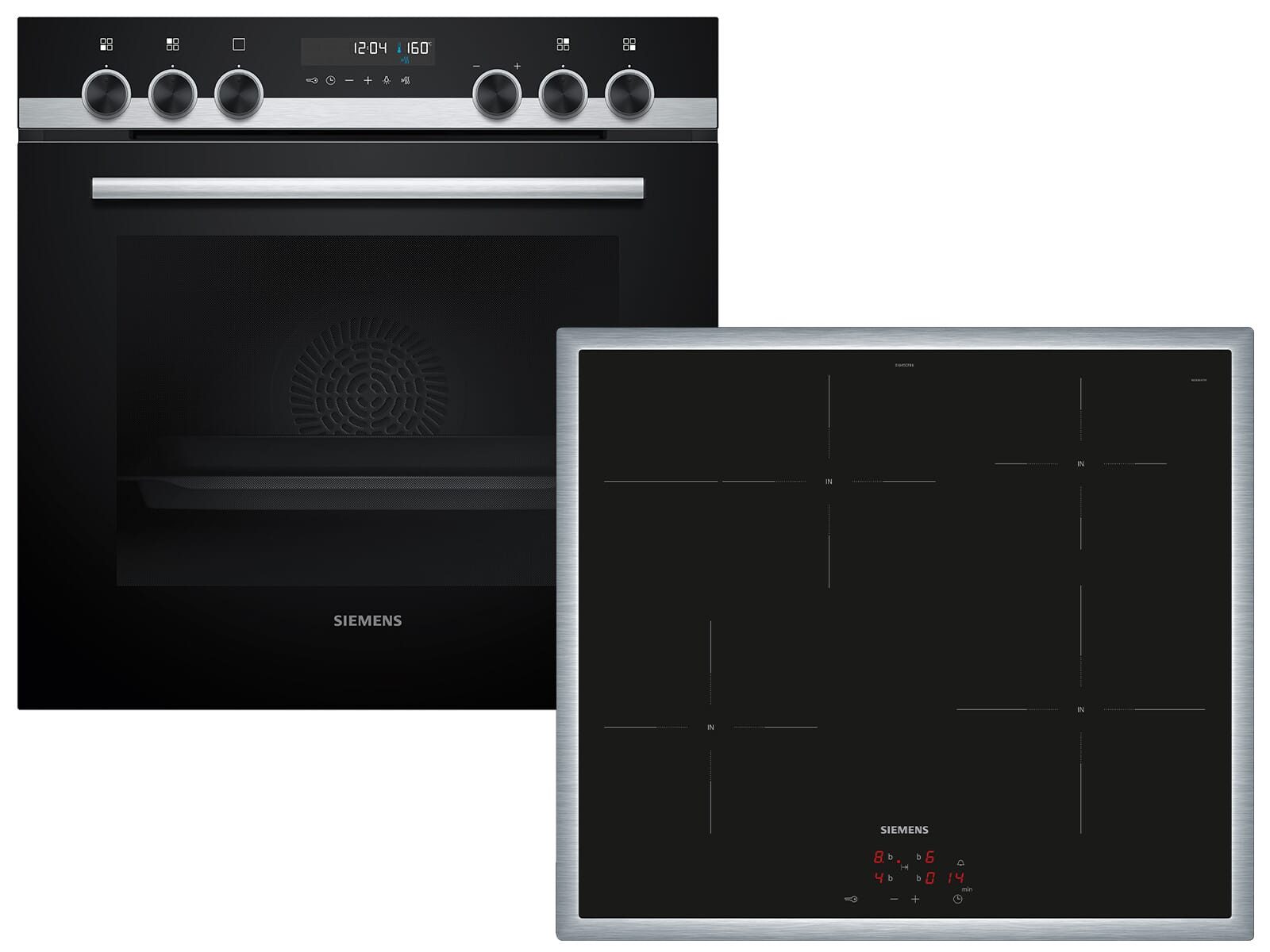 SIEMENS Elektro-Herd-Set, mit 4-fach Auszug, Pyrolyse-Selbstreinigung, Powerboost-Funktion, Timer