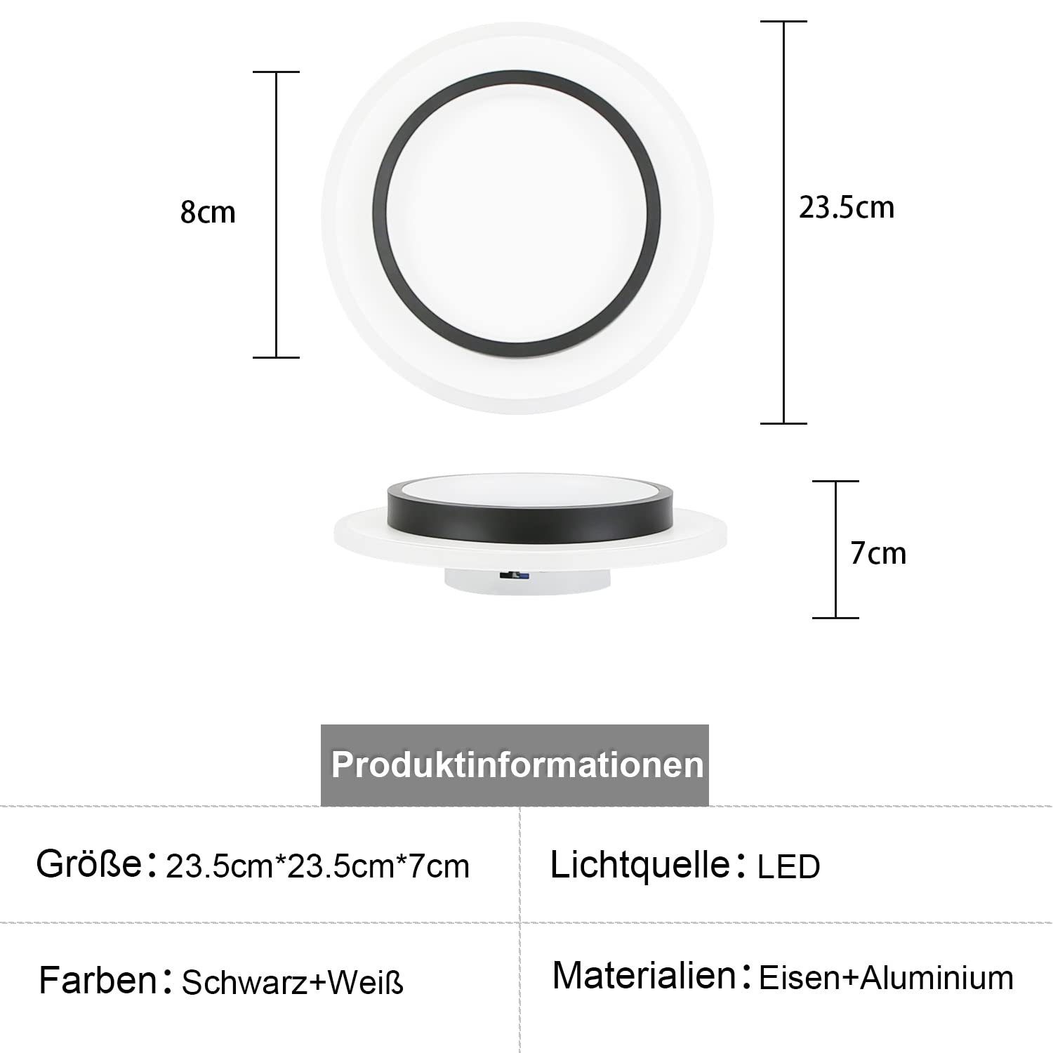 ZMH LED Deckenleuchte Modern Schwarz Weiß günstig online kaufen