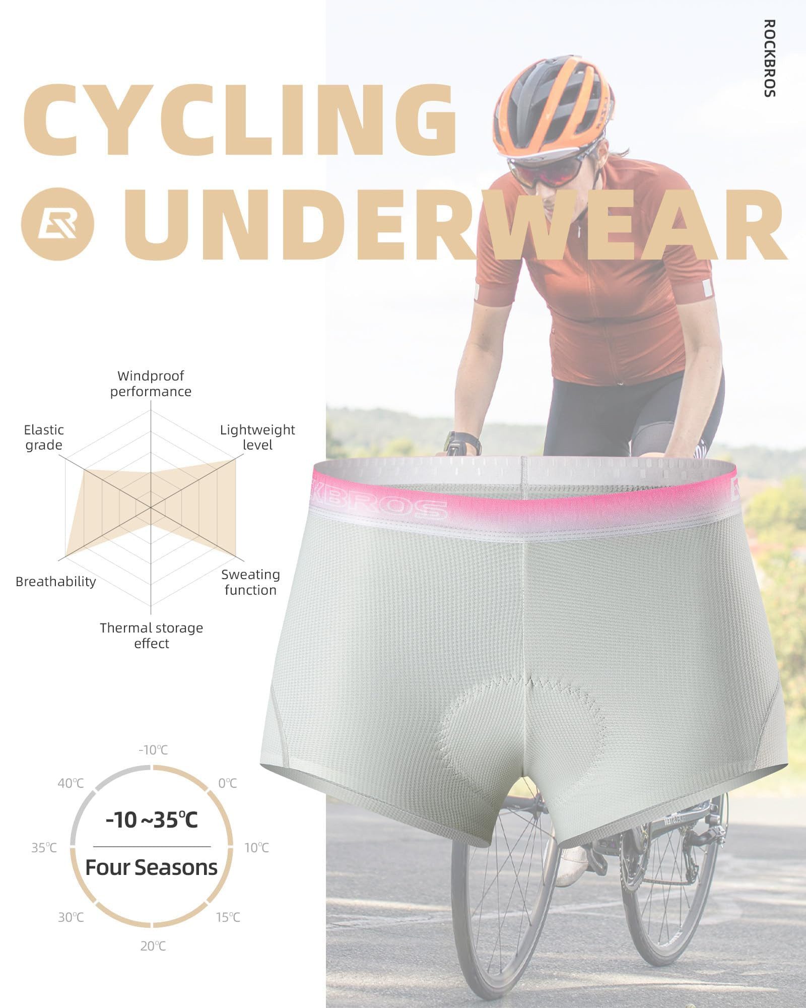 ROCKBROS Radlerhose Radunterhose Damen mit 3D Gel Gepolstert, (Atmungsaktiv Schnelltrocknend Fahrradshorts, 1-tlg) Radsport Unterwäsche Radlerhose Kurz Fahrradhose