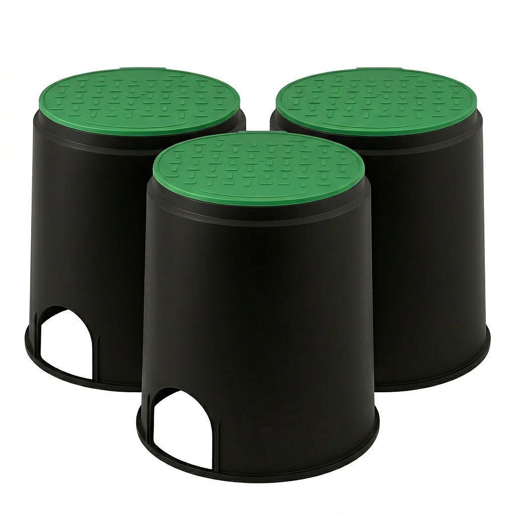 INTERGARDEN Bewässerungsventilbox 3er Set Bodeneinbaudose, 20x23,5cm, Bewässerung Garten, Ventilbox