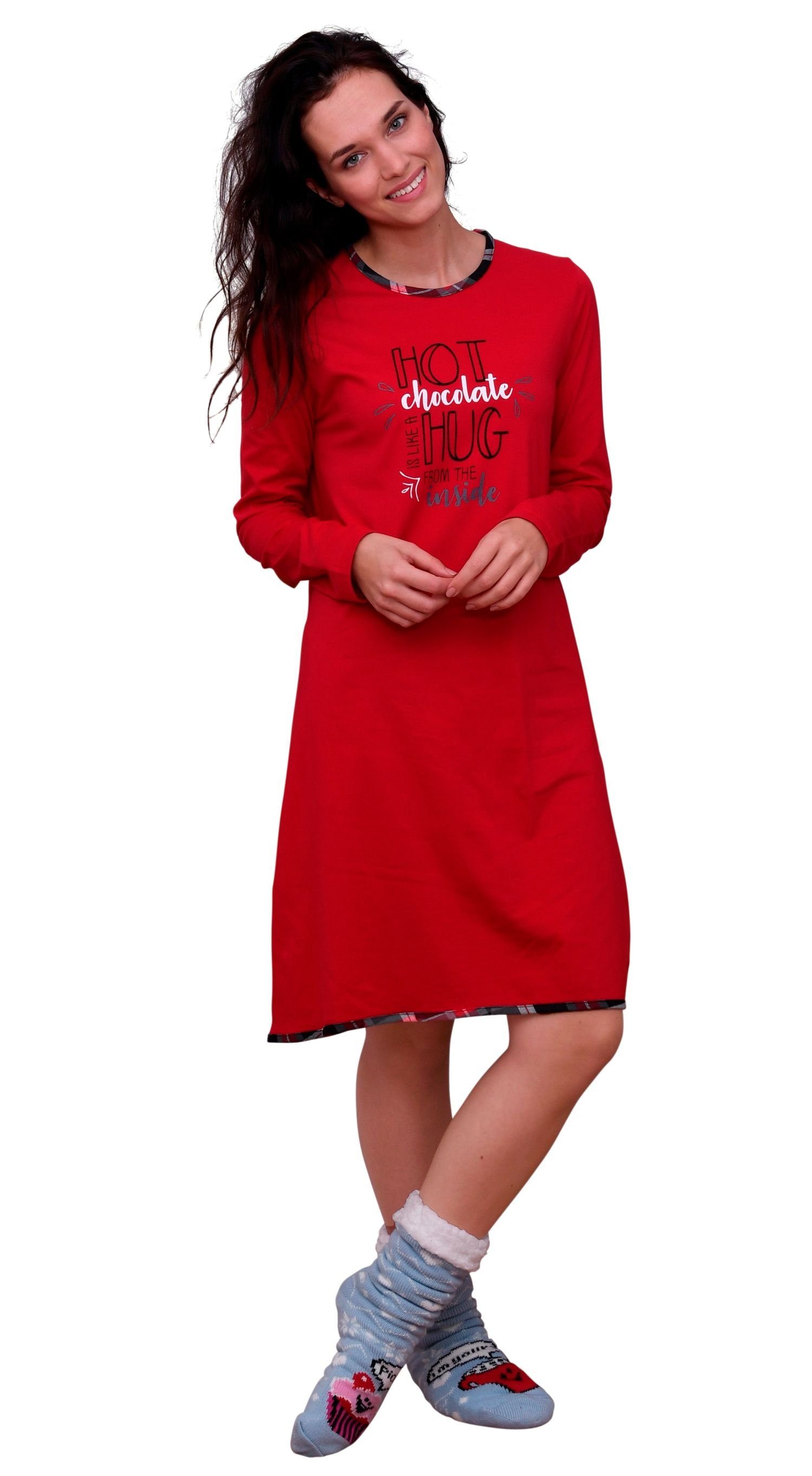 Normann Nachthemd Damen Nachthemd Bigshirt von - auch in Übergrößen rot