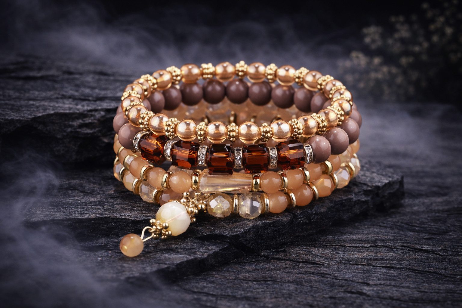 Living Oak Armband Emerald Dream Armband „Turquoise Glow“ (Set, 4 teilig)
