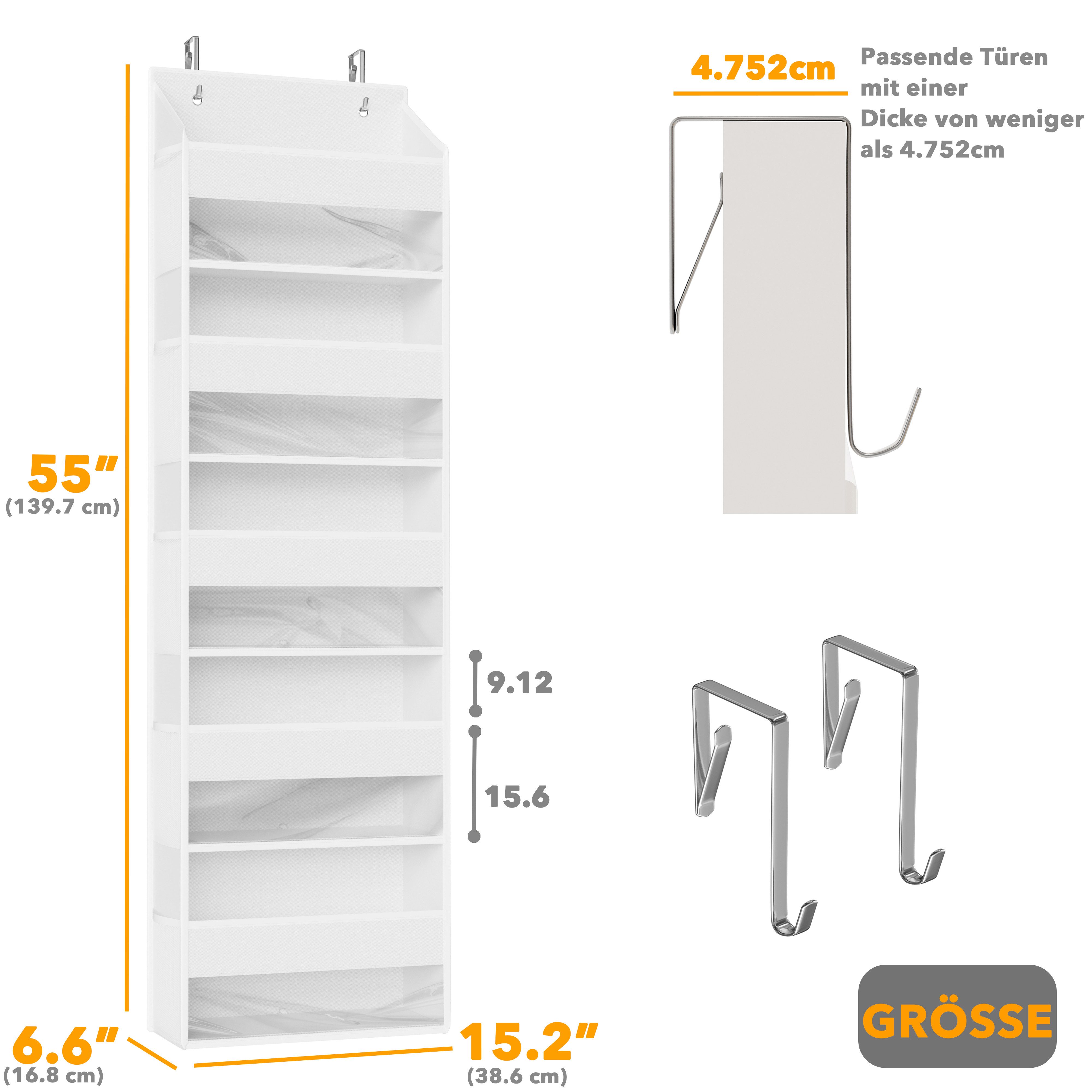SpaceAid Hängeregal Organizer, Tür-Organizer mit 5 großen Fächern, 10 Mesh-Seitentaschen und klaren Fenstern, für Schlafzimmer, Badezimmer