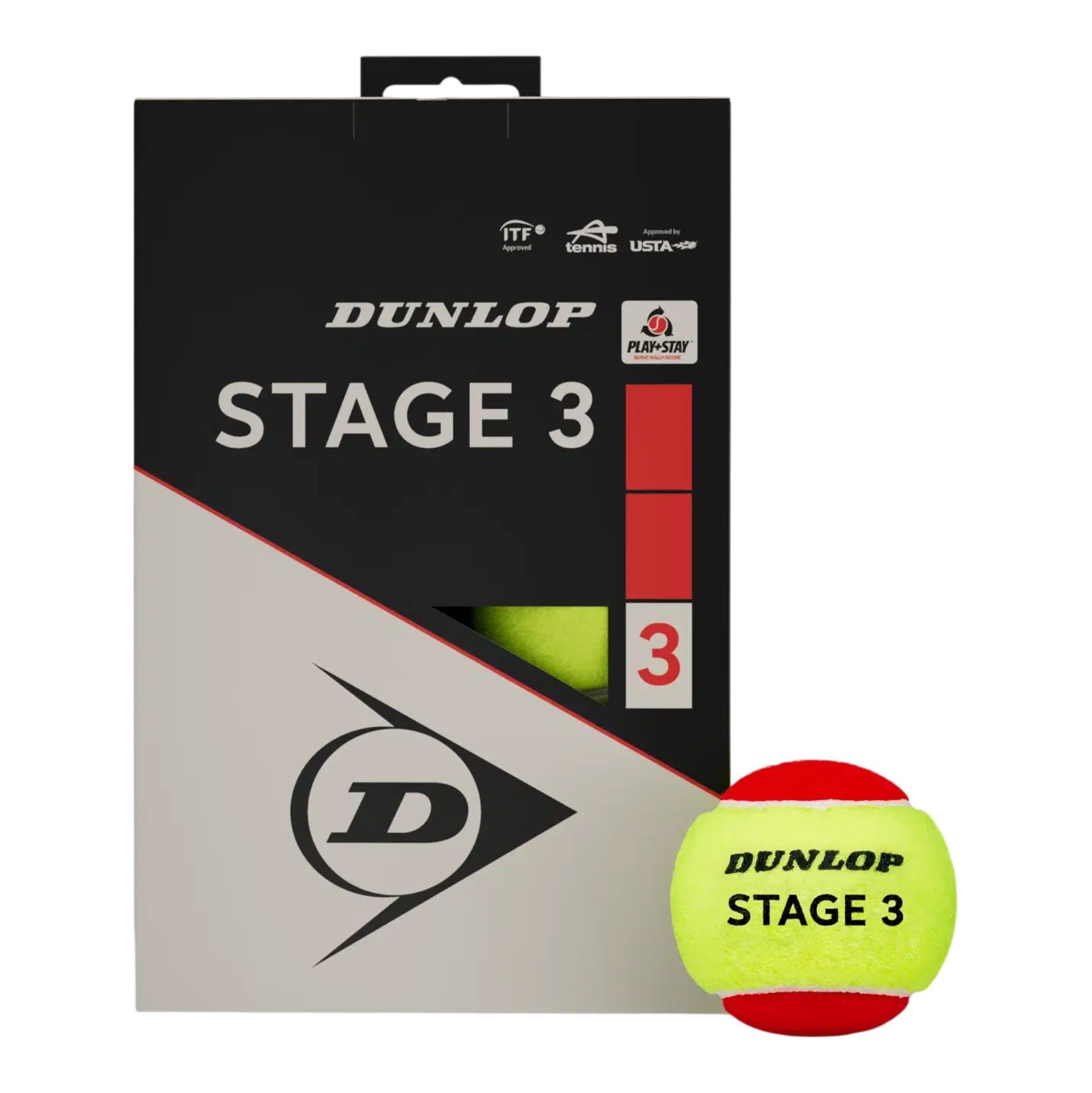 Dunlop Tennisball Methodikbälle Stage 3 gelb/rot 12er im Karton