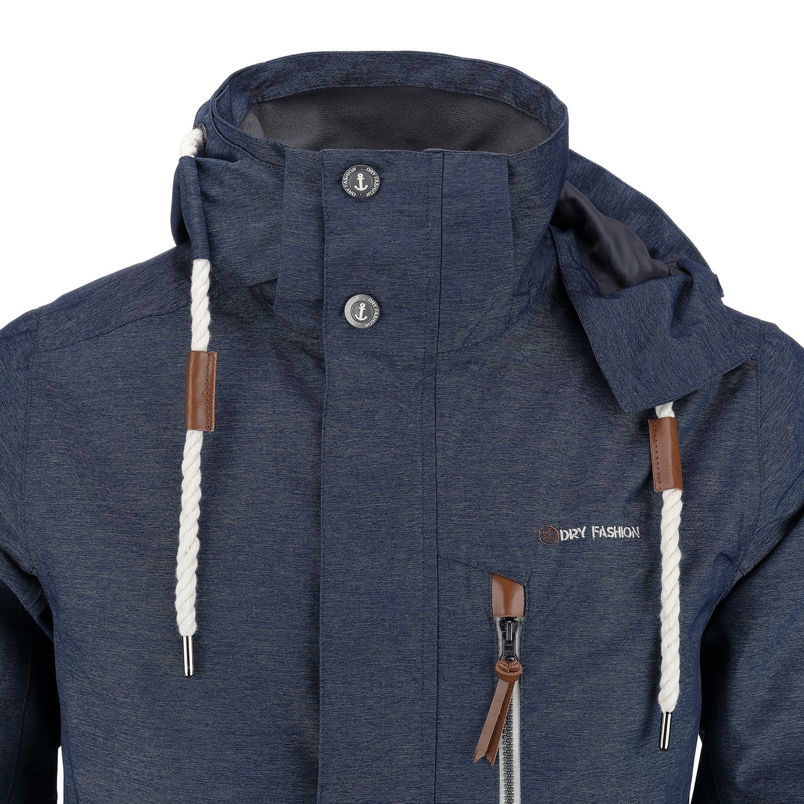 Dry Jacke - Herren Funktionsjacke Wasserdicht navy Verstellbare Kapuze Meliert Husum melange Winddicht Fashion