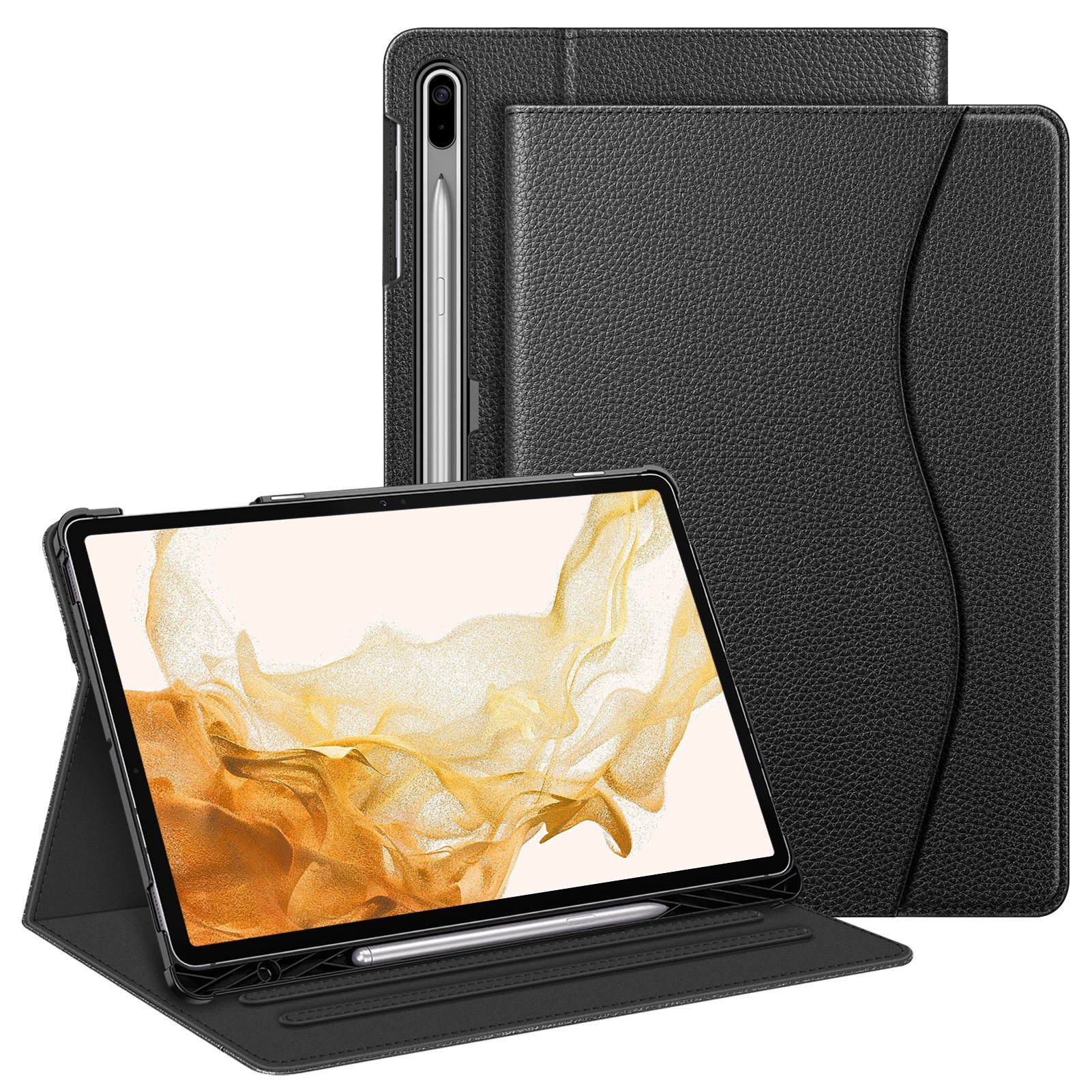 Fintie Tablet-Hülle für Samsung Galaxy Tab S8 Plus 2022/S7 FE 2021/S7 Plus 2020 12.4 Zoll, Multi-Winkel Folio mit S Pen Halter Dokumentschlitze&Auto Schlaf/Wach