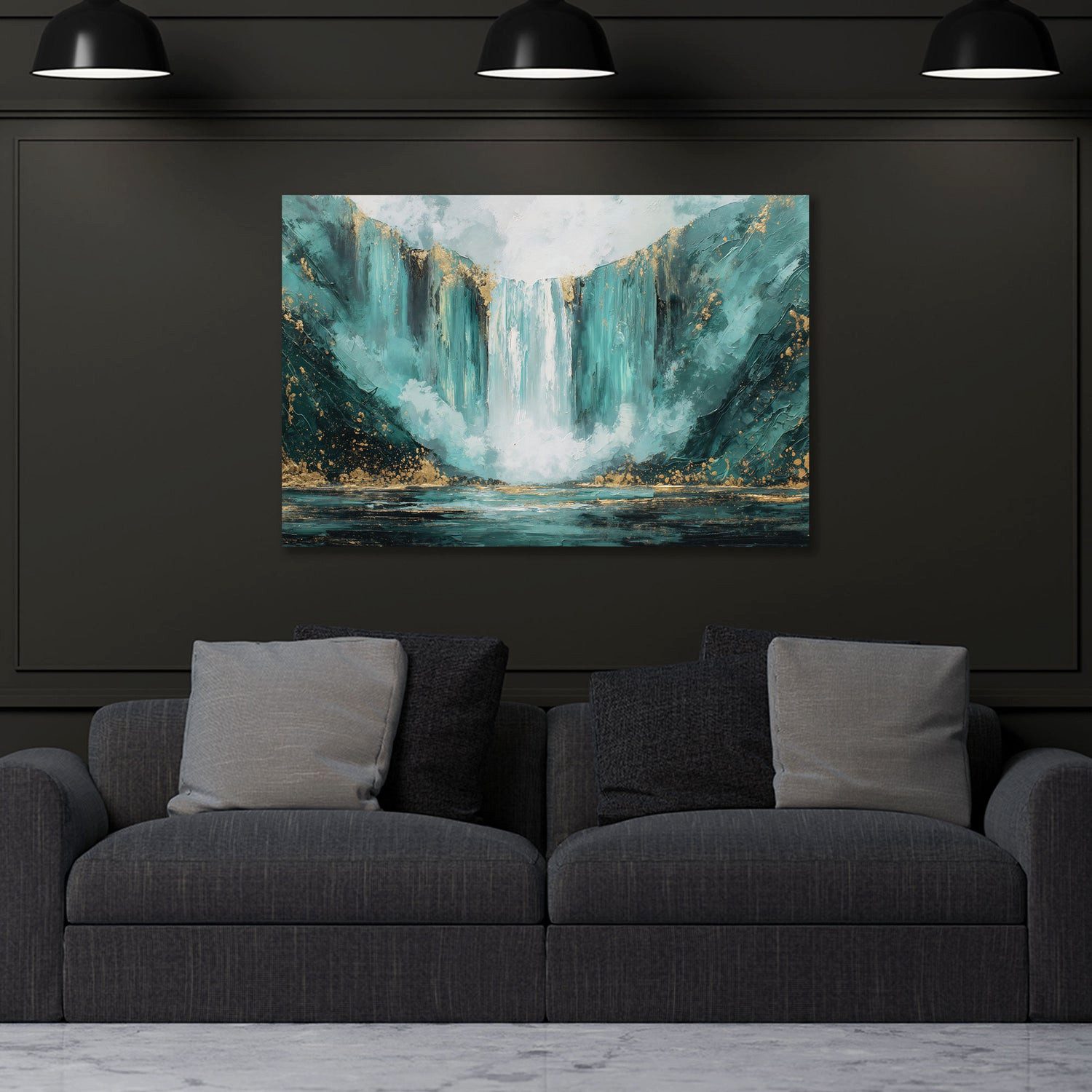 Artedinoi Leinwandbild Abstrakt Wasserfall Natur türkis blau Wandbild Leinwandbild Kunstdruck, Wasserfall in Türkis-Blau