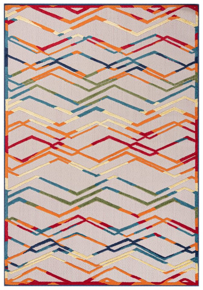 Mazovia Designteppich In- & Outdoor Teppich Wetterfest & UV-beständig Balkon - Bunt, 80 x 150 cm, Höhe 6 mm, Kurzflor, Weich, Pflegeleicht, Flachgewebe