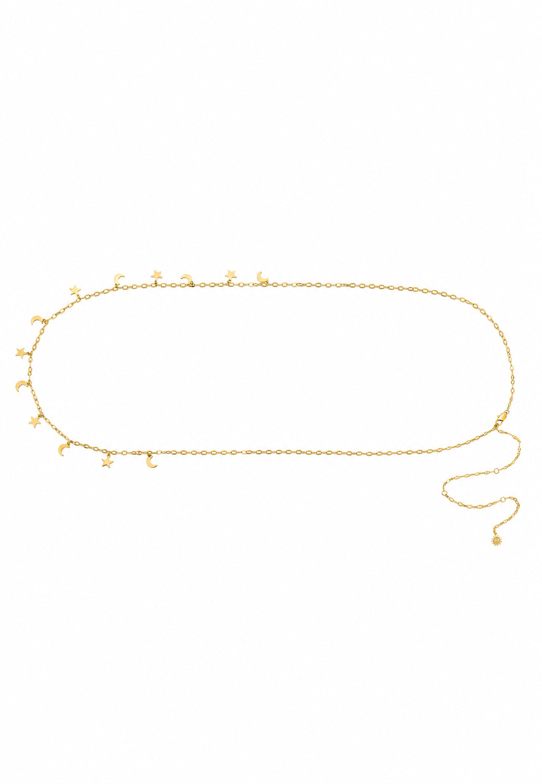 Hey Happiness Bauchkette mit Anhänger Mond & Sterne, Taillenkette aus Edelstahl, verstellbarer & wasserfester Bikini- & Strand-Damenschmuck