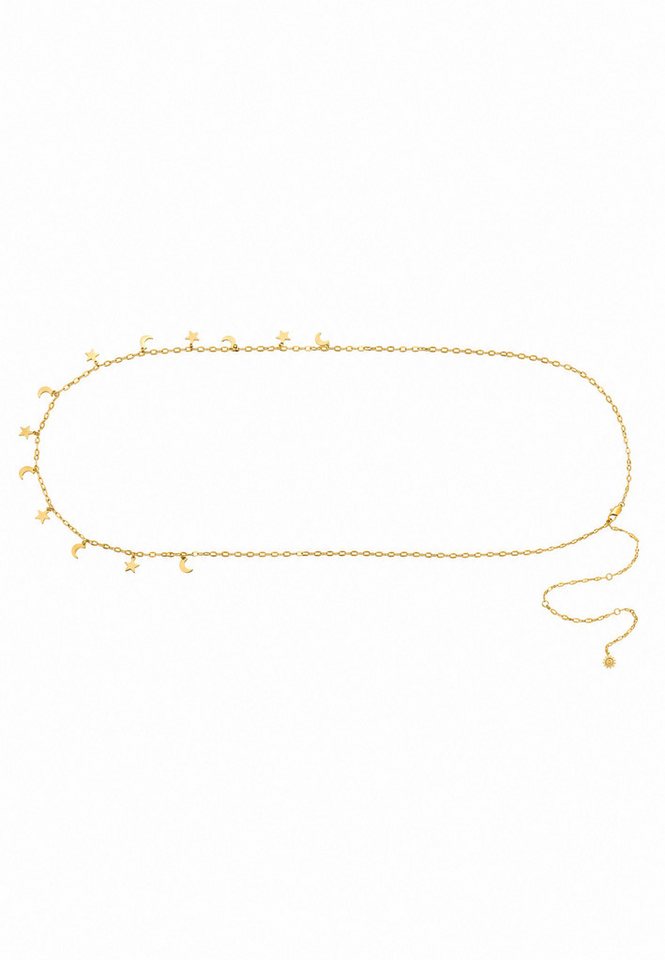Hey Happiness Bauchkette mit Anhänger Mond & Sterne, Taillenkette aus Edelstahl, verstellbarer & wasserfester Bikini- & Strand-Damenschmuck