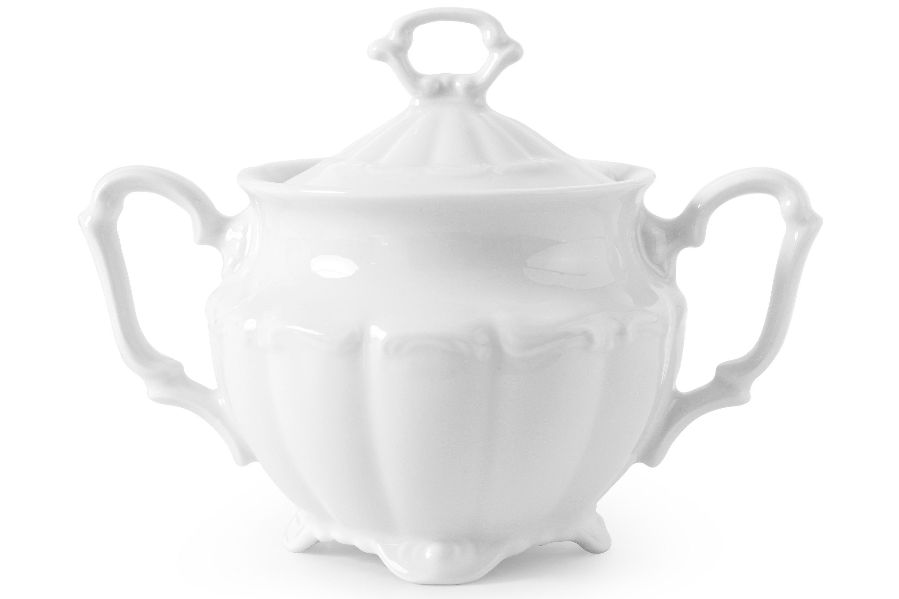 KONSIMO® Zuckerdose CHODZIEZ MARIA TERESA Hochwertiges Premium-Porzellan, Porzellan, mit Deckel, elegante Rillen, handgefertigt