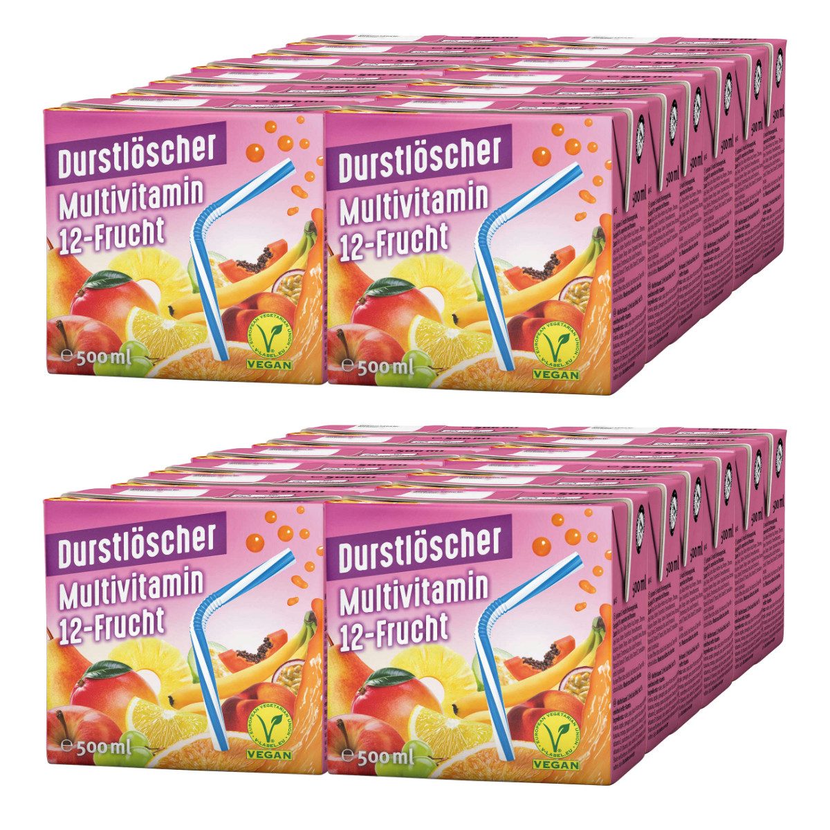 DURSTLOESCHER Softgetränk, Durstlöscher Multivitamin fruchtiges Fruchtsaftgetränk 500ml 24er Pack