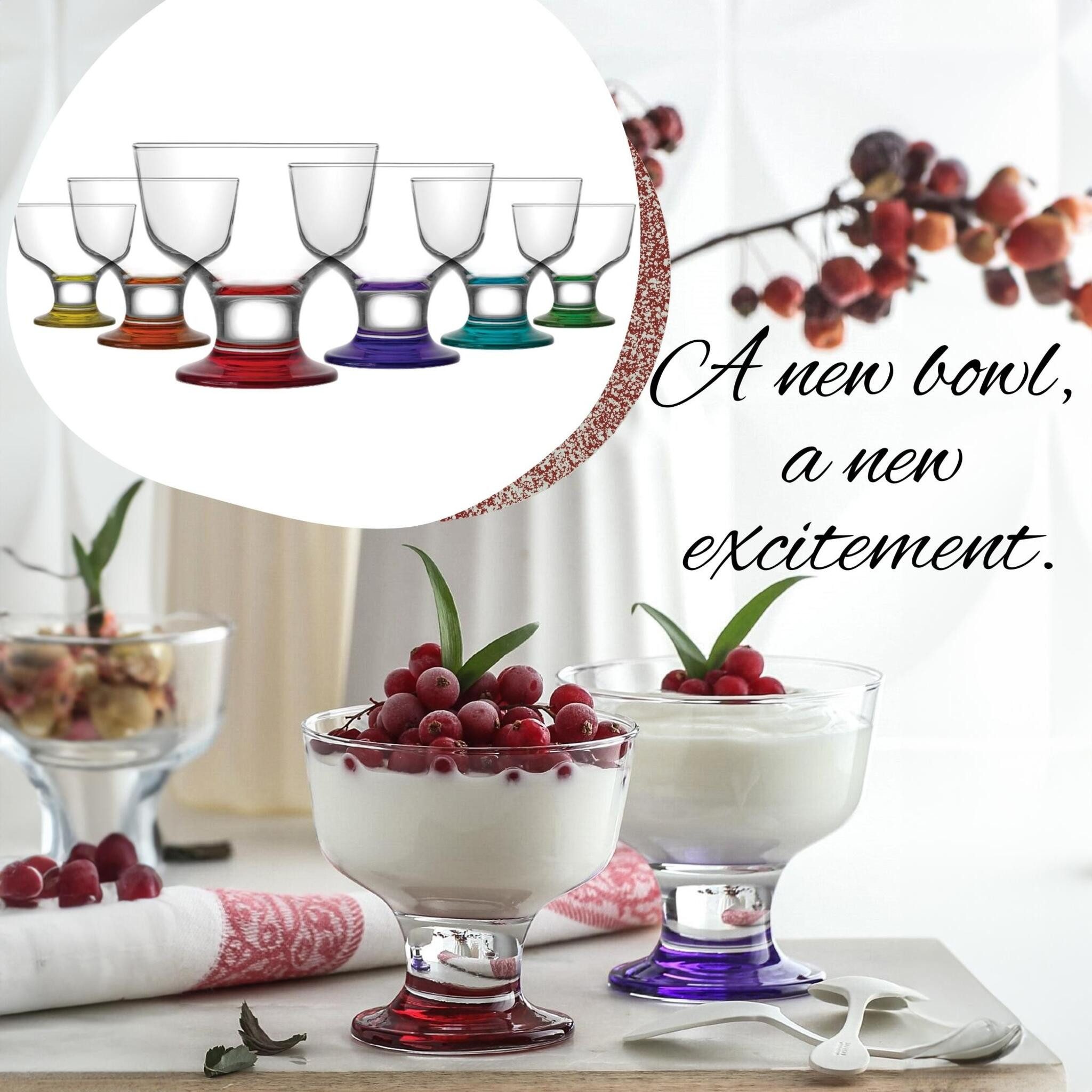 LAV Eisschale LAV Destina Eis- und Dessertschalen - 285 ml (9 3/4 oz), 6er Set, Glas, (Packung, 6-tlg), Elegantes Glasschalen für Desserts und Eis 6er-Set, 285 ml