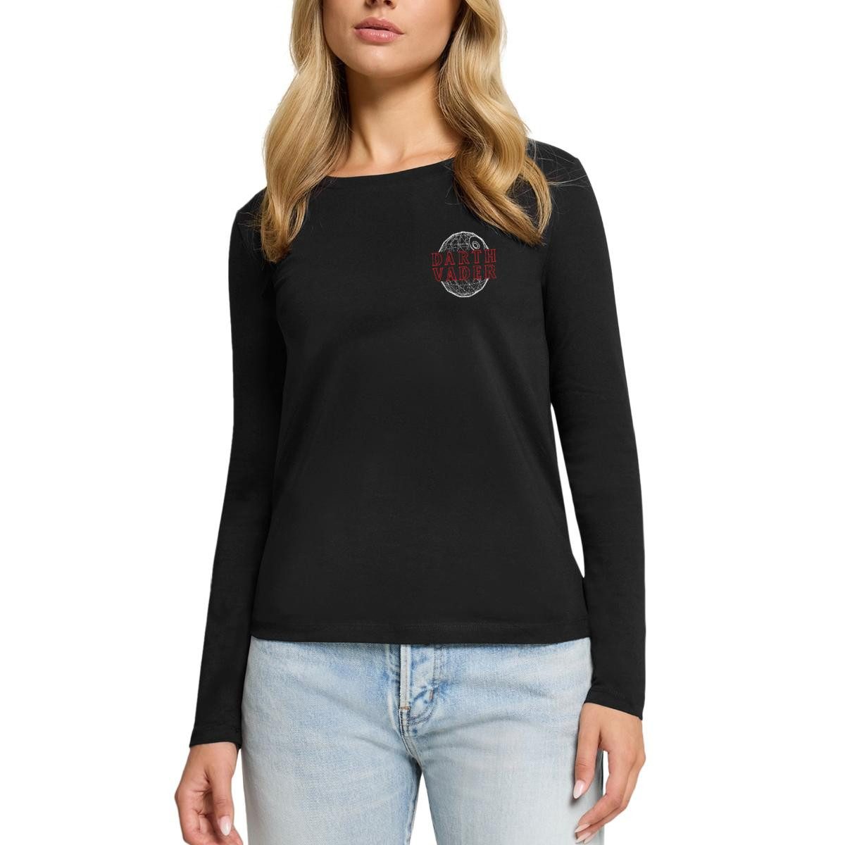 T-Shirt Star Wars Darth Vader Front- Und Backprint Premium Langarmshirt Damen