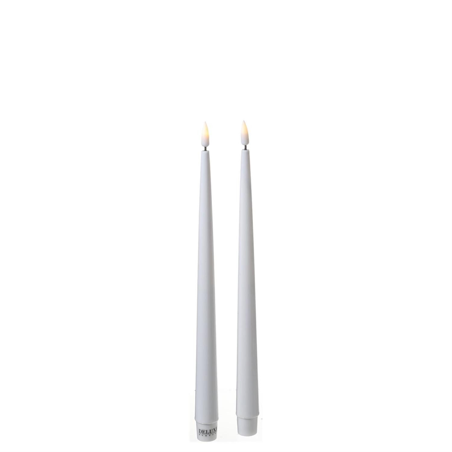 LED-Kerze LED Stabkerzen ELLA Deluxe Lack Tafelkerze flackernd H: 28cm weiß 2St.