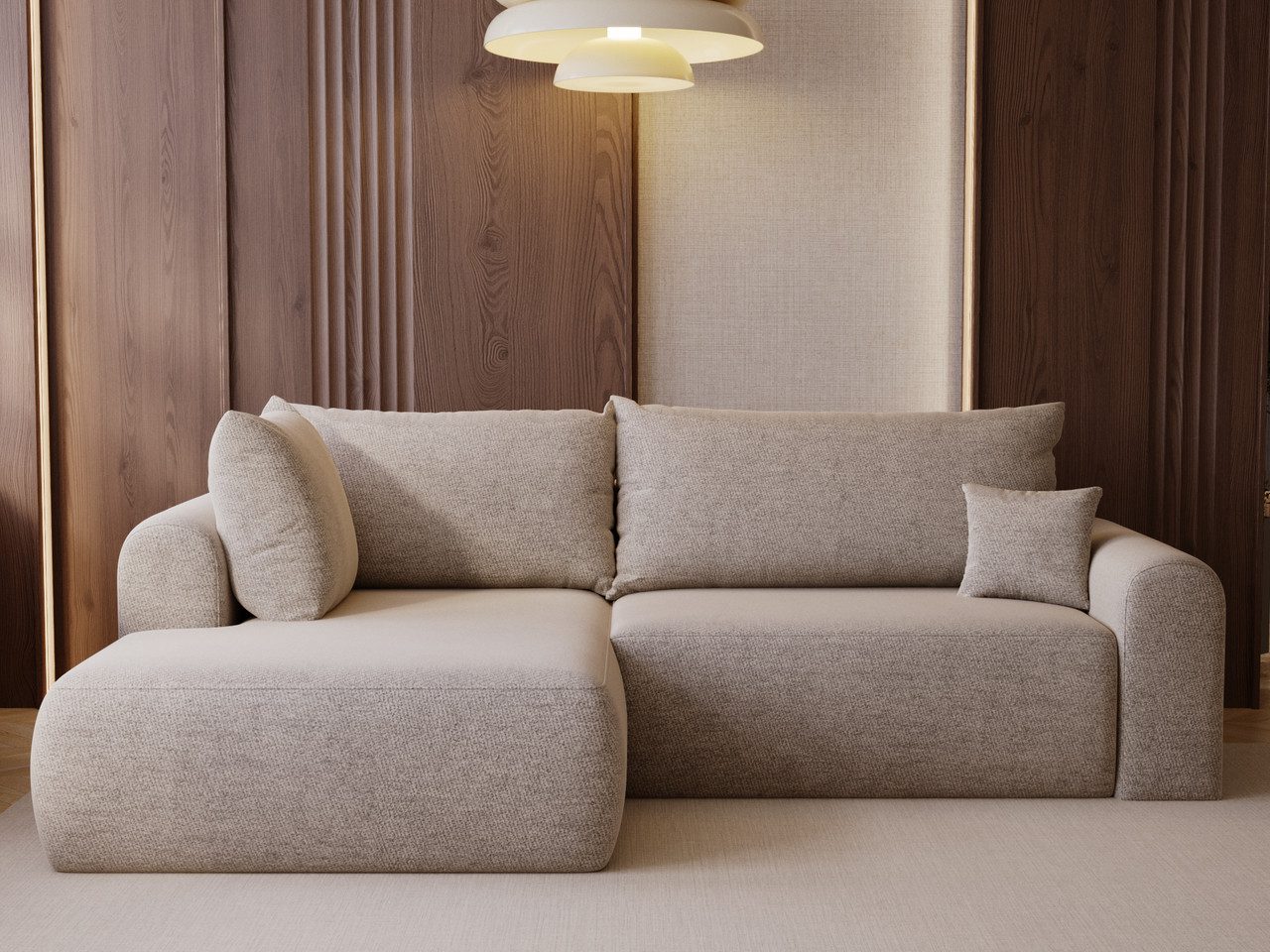 GrainGold Ecksofa L-Form Savana Bis, Set, Couch, T30-Schaum, Wellenfederkern, Schlaffunktion, Bettkasten