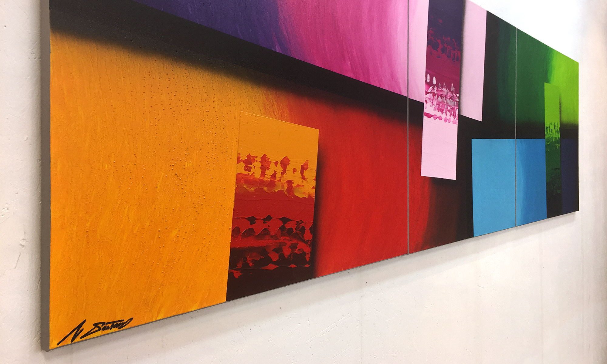 WandbilderXXL XXL-Wandbild Color Comic 260 x 80 cm, Abstraktes Gemälde, handgemaltes Unikat