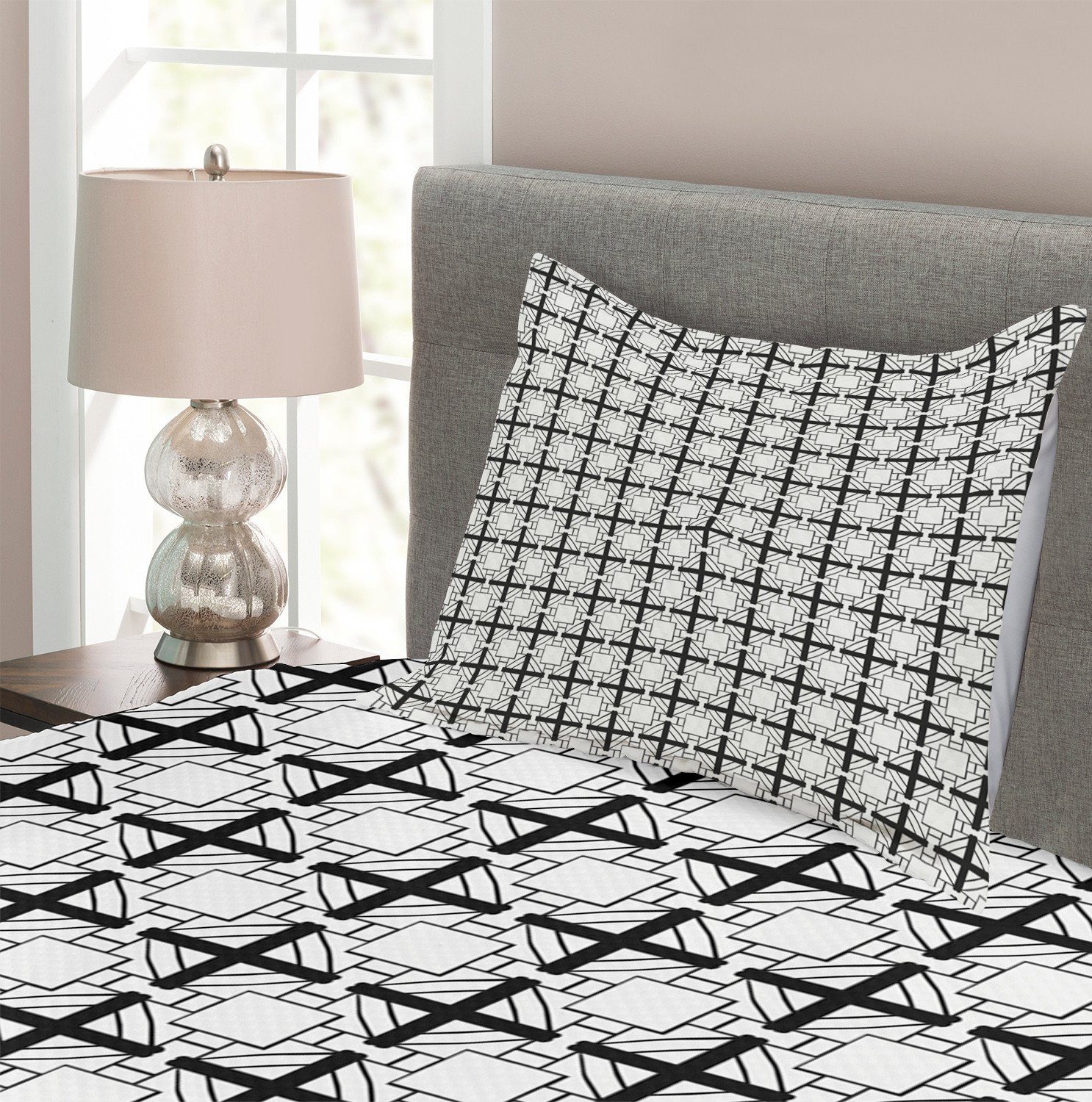 Abakuhaus, Abstrakt Geometric Set mit Waschbar, Tagesdecke Kissenbezügen Art Deco