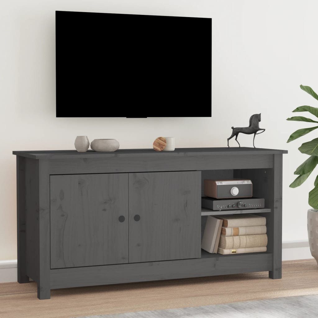furnicato TV-Schrank Grau 103x36,5x52 cm Massivholz Kiefer