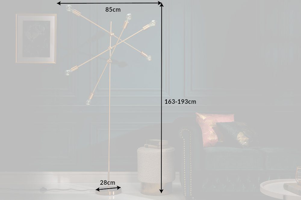 · · VARIATION ohne Metall Design Wohnzimmer verstellbar · 193cm riess-ambiente Stehlampe gold, Leuchtmittel, Modern