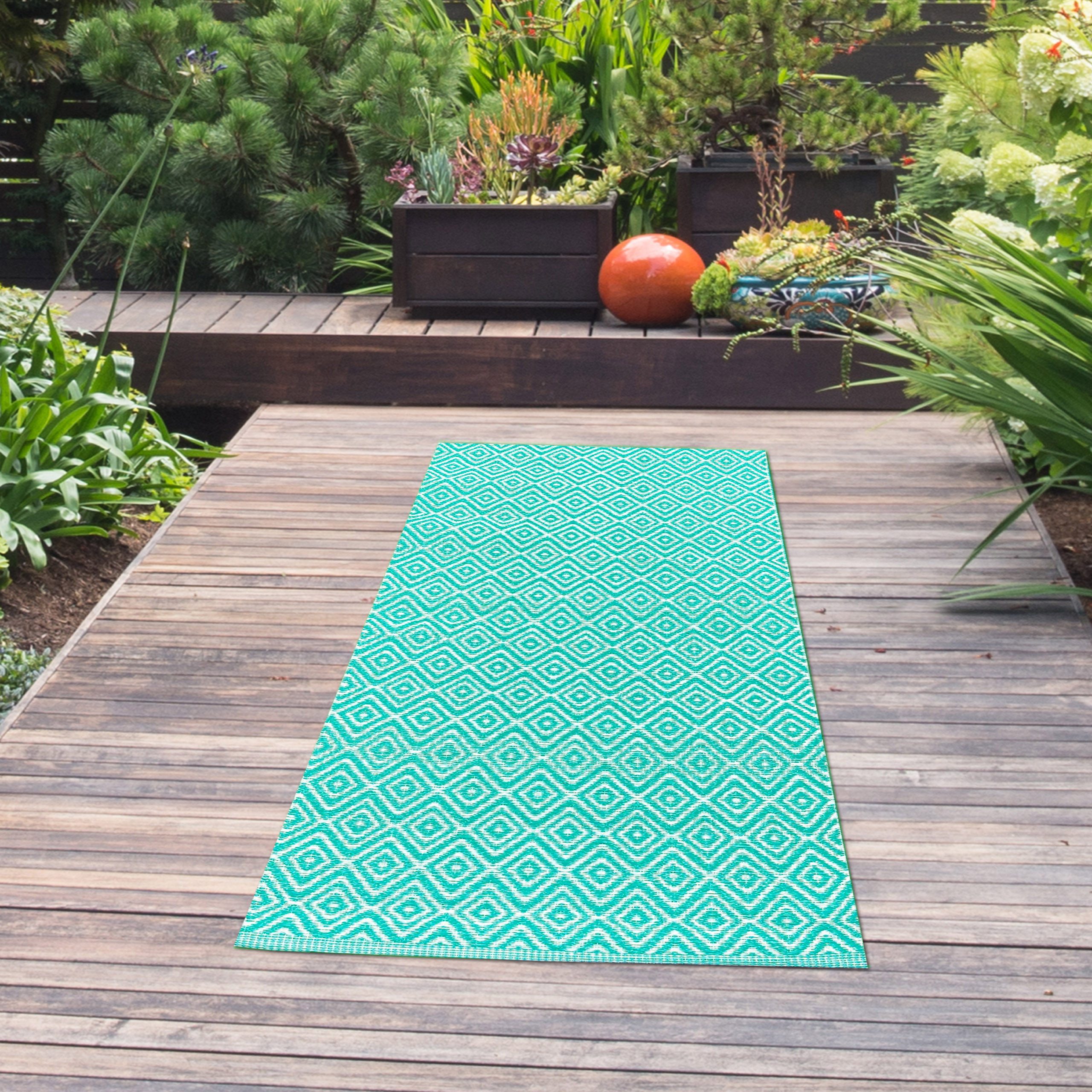 TeppichHome24 Outdoorteppich Kunststoff-Teppich mit Rautenmuster, Outdoorte günstig online kaufen