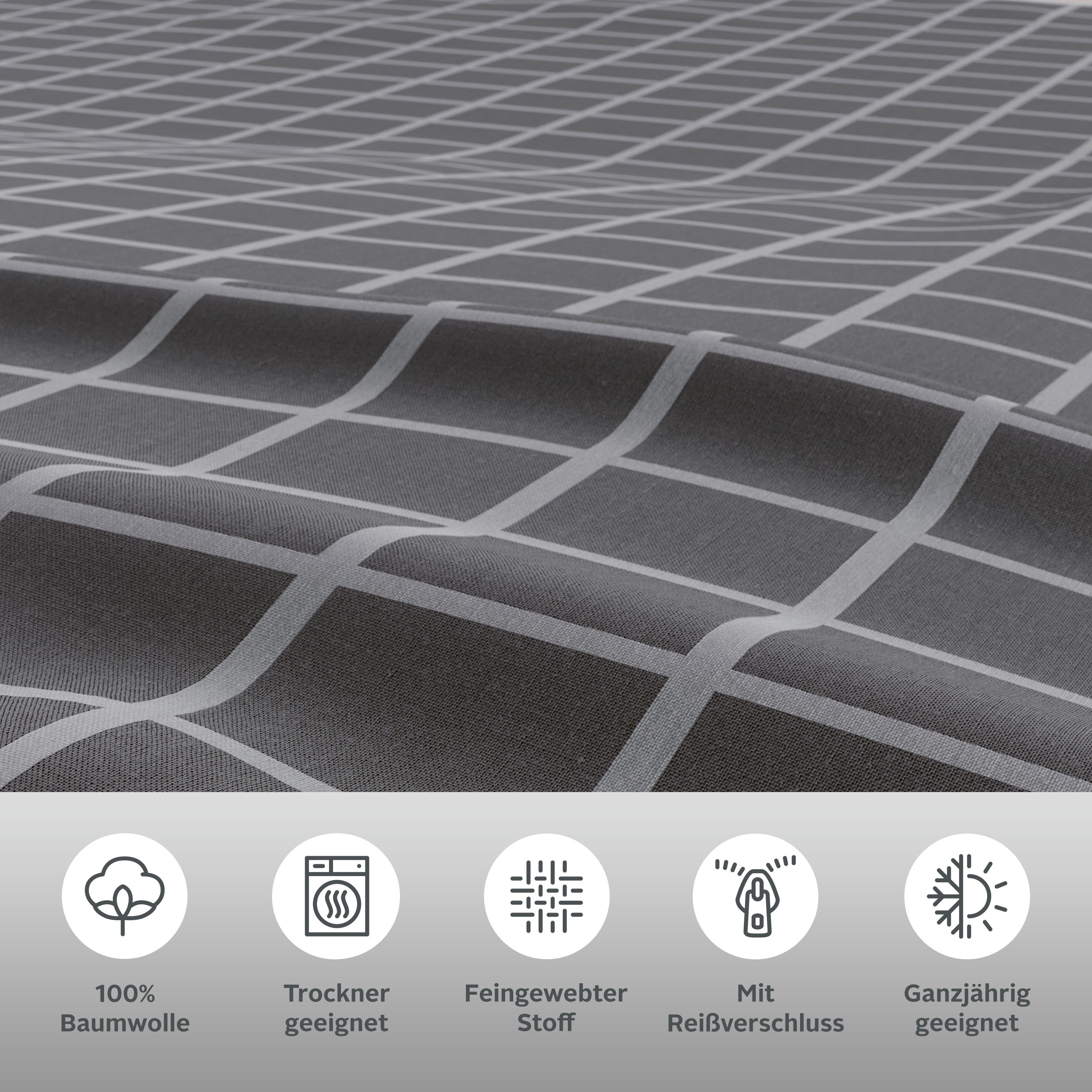 OTTO home Bettwäsche Eemil, Renforcé, 2 teilig, karierte Bettwäsche, 100% Baumwolle, ab Gr. 135x200 cm