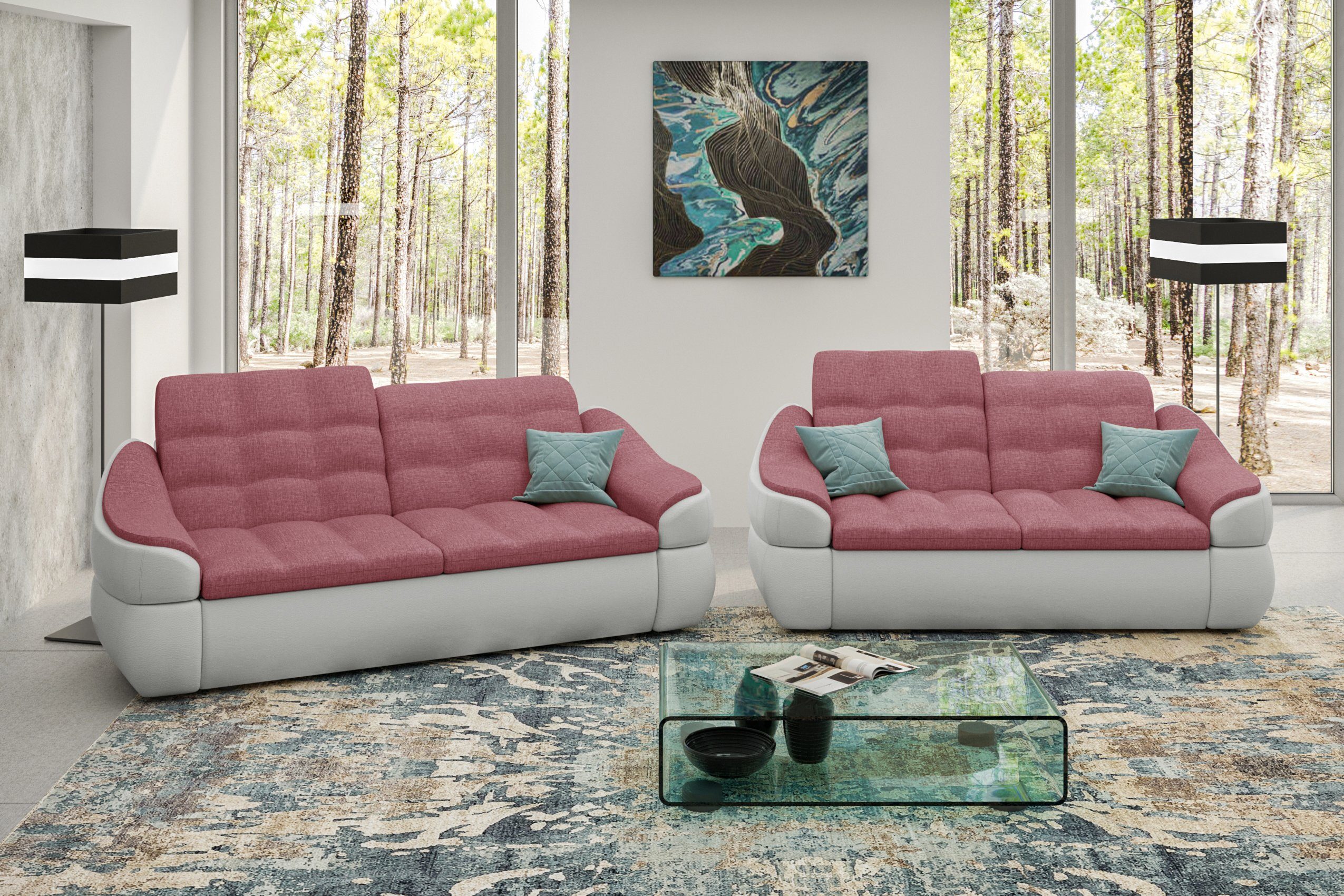 Stylefy Polstergarnitur Alisa, (Set Sofa in Europa made bestehend aus Sofa, Design, 2,5-Sitzer (2-tlg), und Modern 2-Sitzer