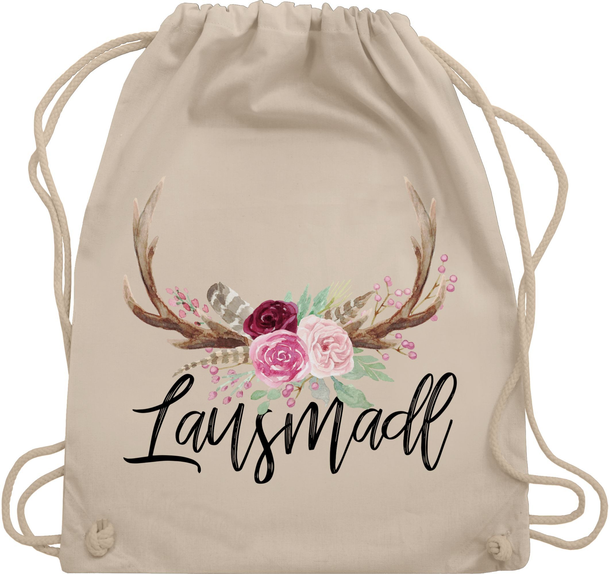 Shirtracer Turnbeutel Lausmadl Hirschgeweih I, Mode für Oktoberfest Tasche