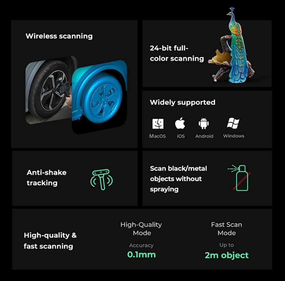 Creality CR-Scan Ferret Pro 3D-Scanner, (Scan-Geschwindigkeit bis zu 30 fps, Arbeitsabstand 150-700 mm)