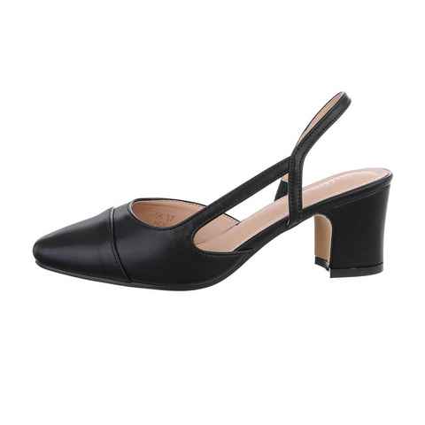 Ital-Design Damen Abendschuhe Elegant Schnürpumps (85878358) Blockabsatz Schnür- & Riemchenpumps in Schwarz