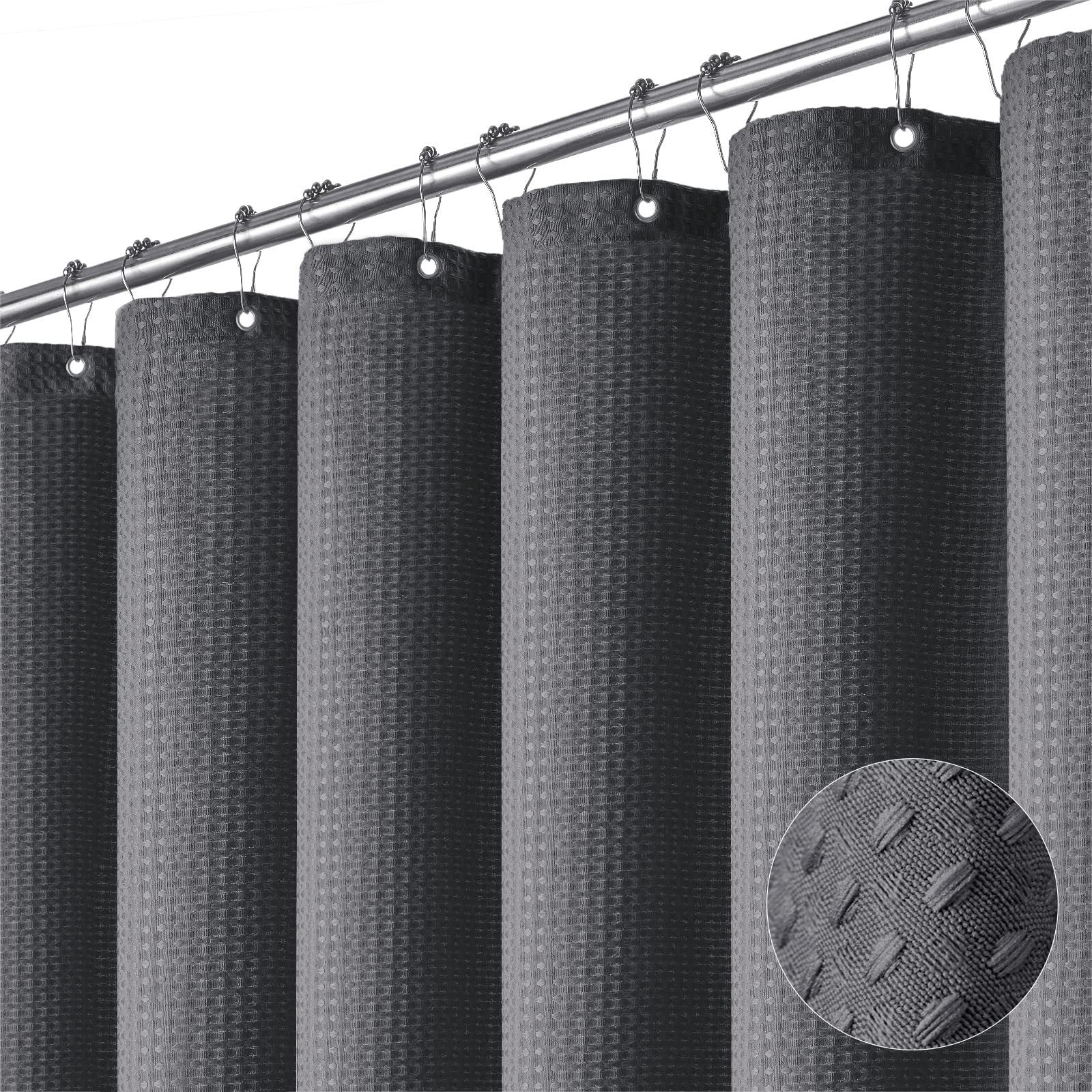 Minicloss Duschvorhang Duschvorhang aus Waffelstoff, wasserabweisend, waschbar & extra dick Breite 180 cm (1-tlg), strukturierter Stoffvorhang für Badezimmer