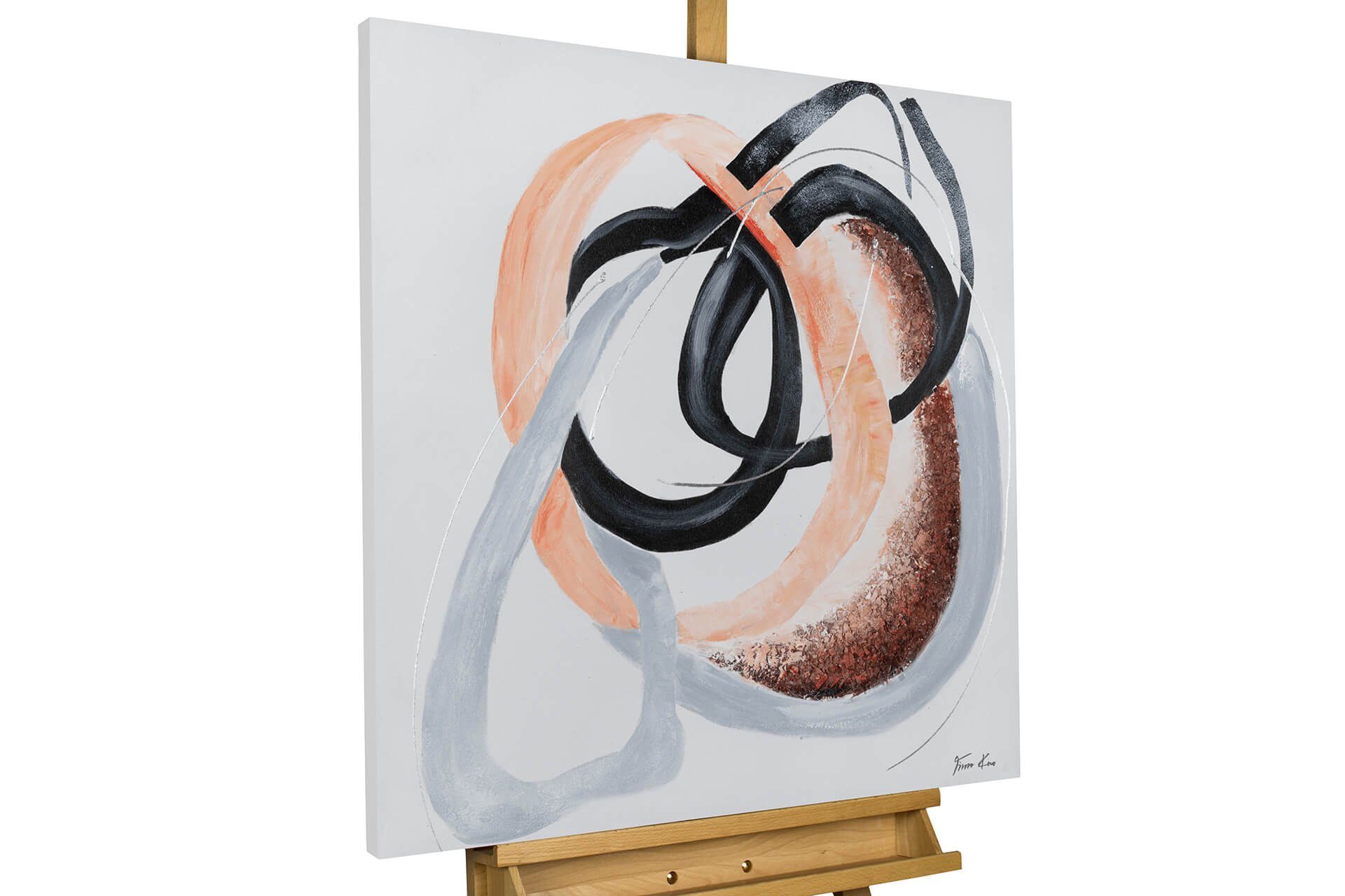 KUNSTLOFT Живопис Complementary Trio 80x80 cm, Leinwandbild 100% HANDGEMALT Wandbild Wohnzimmer