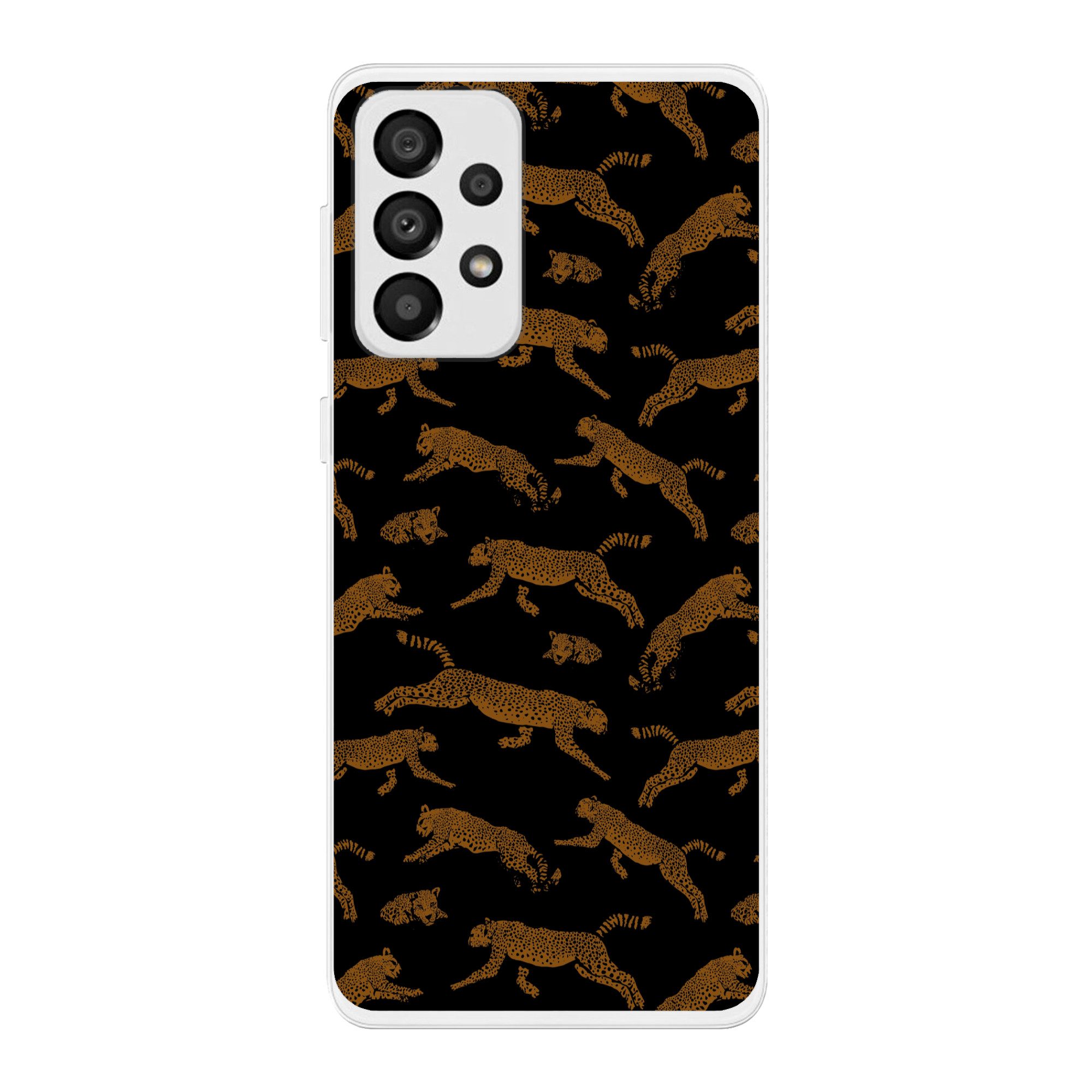 MuchoWow Handyhülle für Samsung Galaxy A33 Panther - Muster - Tiere - Schwarz - Braun, Smartphone-Bumper, Print, Handy Schutzhülle Dünn