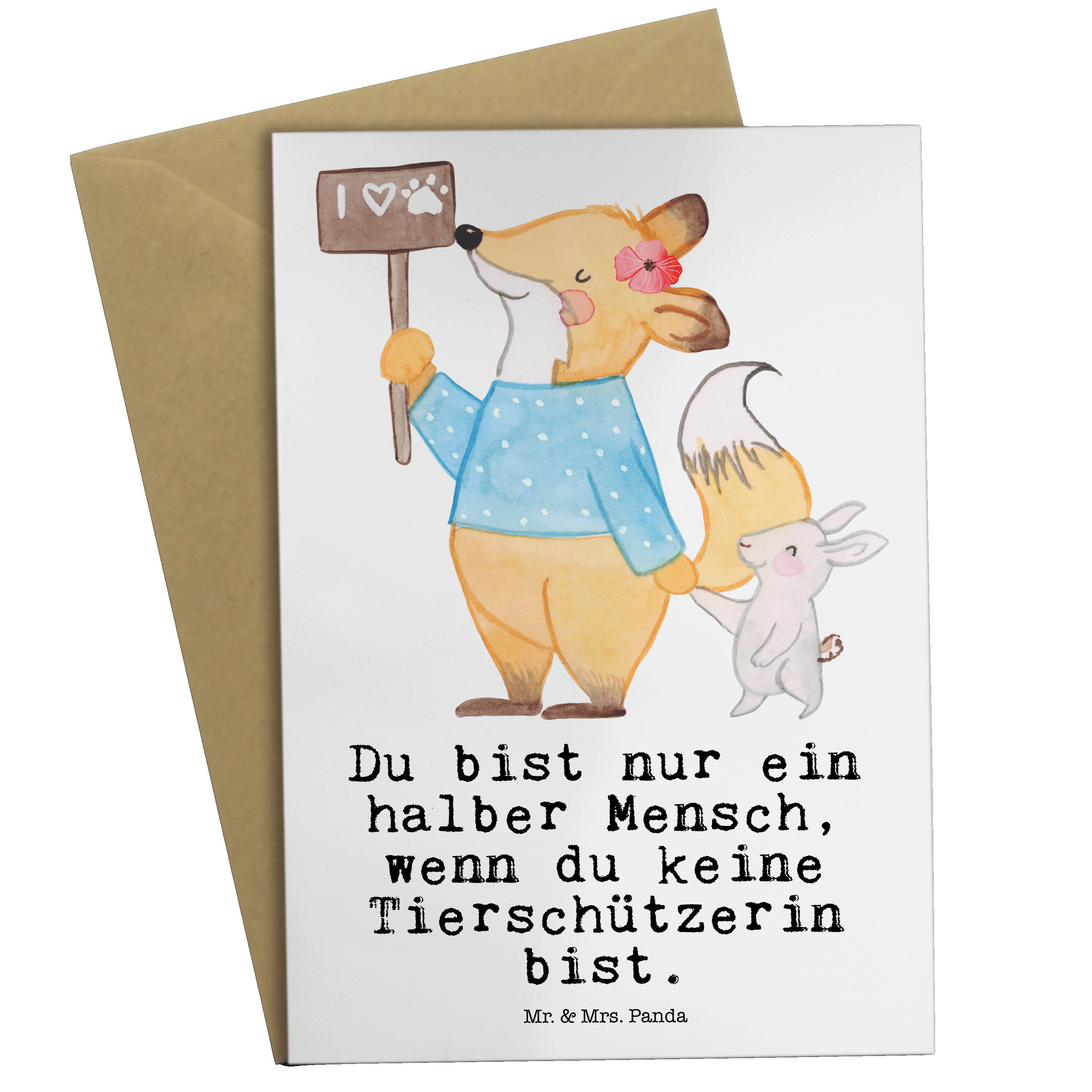 Mr. & Schenken mit - Einladungskarte, Weiß Geschenk, Grußkarte Mrs. Herz Panda Tierschützerin 