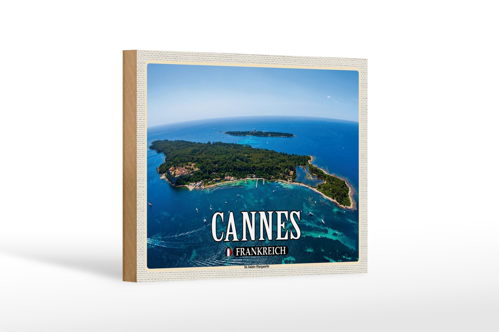 Femer GmbH Holzbild Reise 18x12 cm Cannes Frankreich Ile Sainte-Marguerite, (1 St), Glatte Holzfaserplatte (MDF), vorn beschichtet