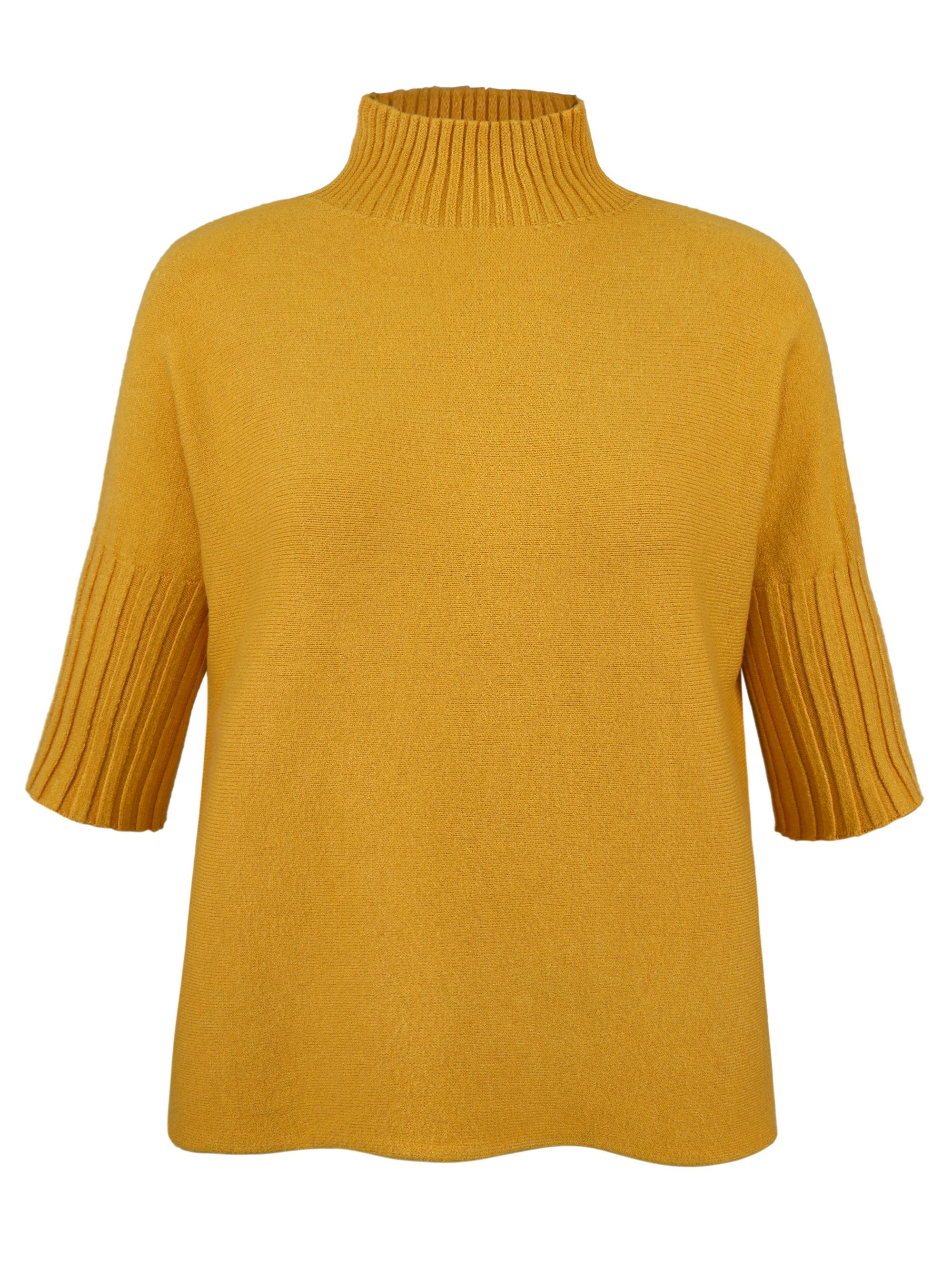 dy_mode Kurzarmpullover Damen Kurzarmpullover mit Stehkragen Feinstrickshirt Strickoberteil in Unifarbe, mit Stehkragen, Halbarm