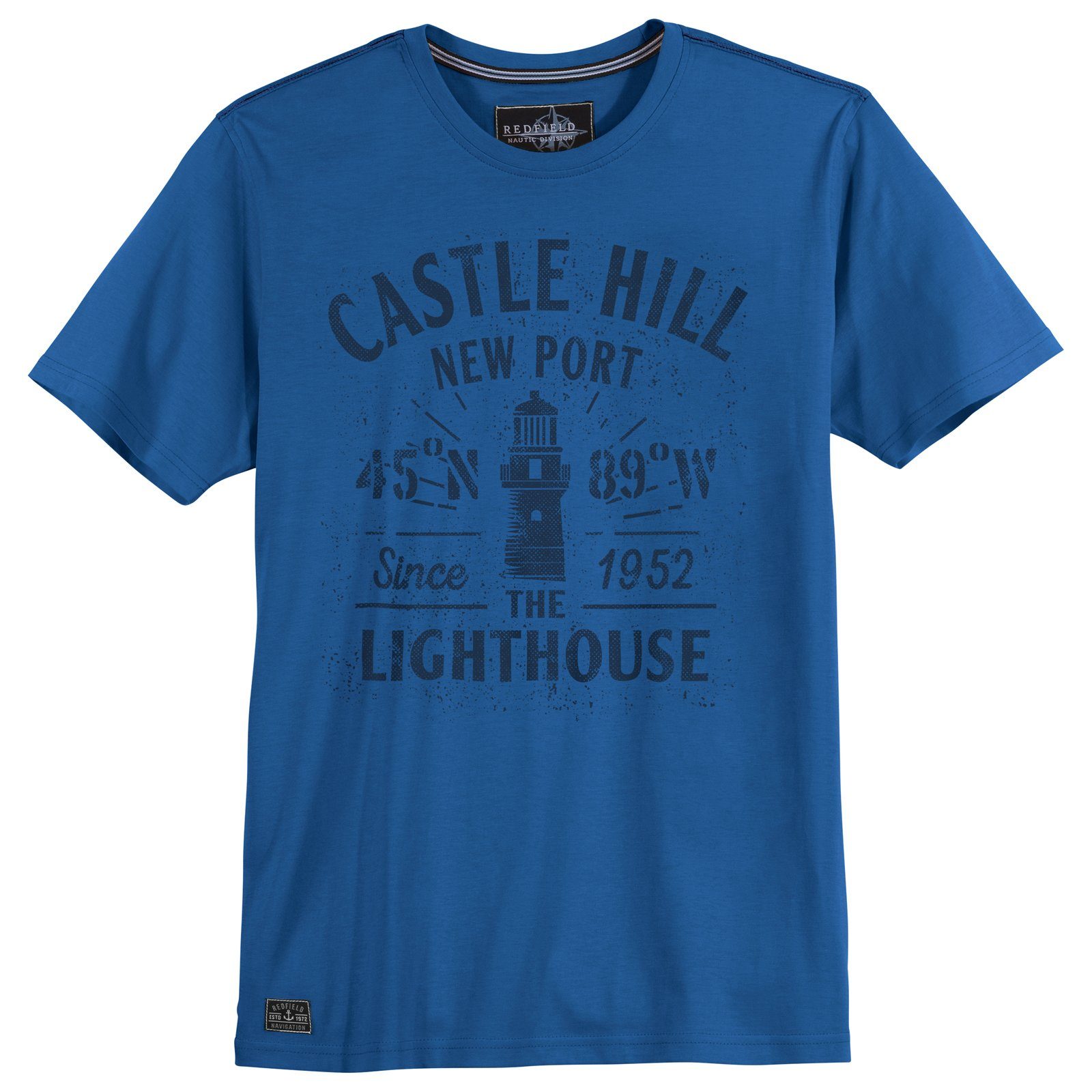 redfield Rundhalsshirt Große Größen Herren Redfield T-Shirt blau Castle Hill