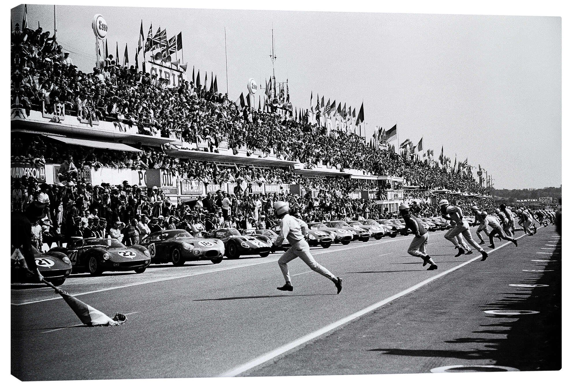 Posterlounge Leinwandbild Motorsport Images, Start des 24 Stunden Rennens von Le Mans, 1963, Wohnzimmer Vintage Fotografie