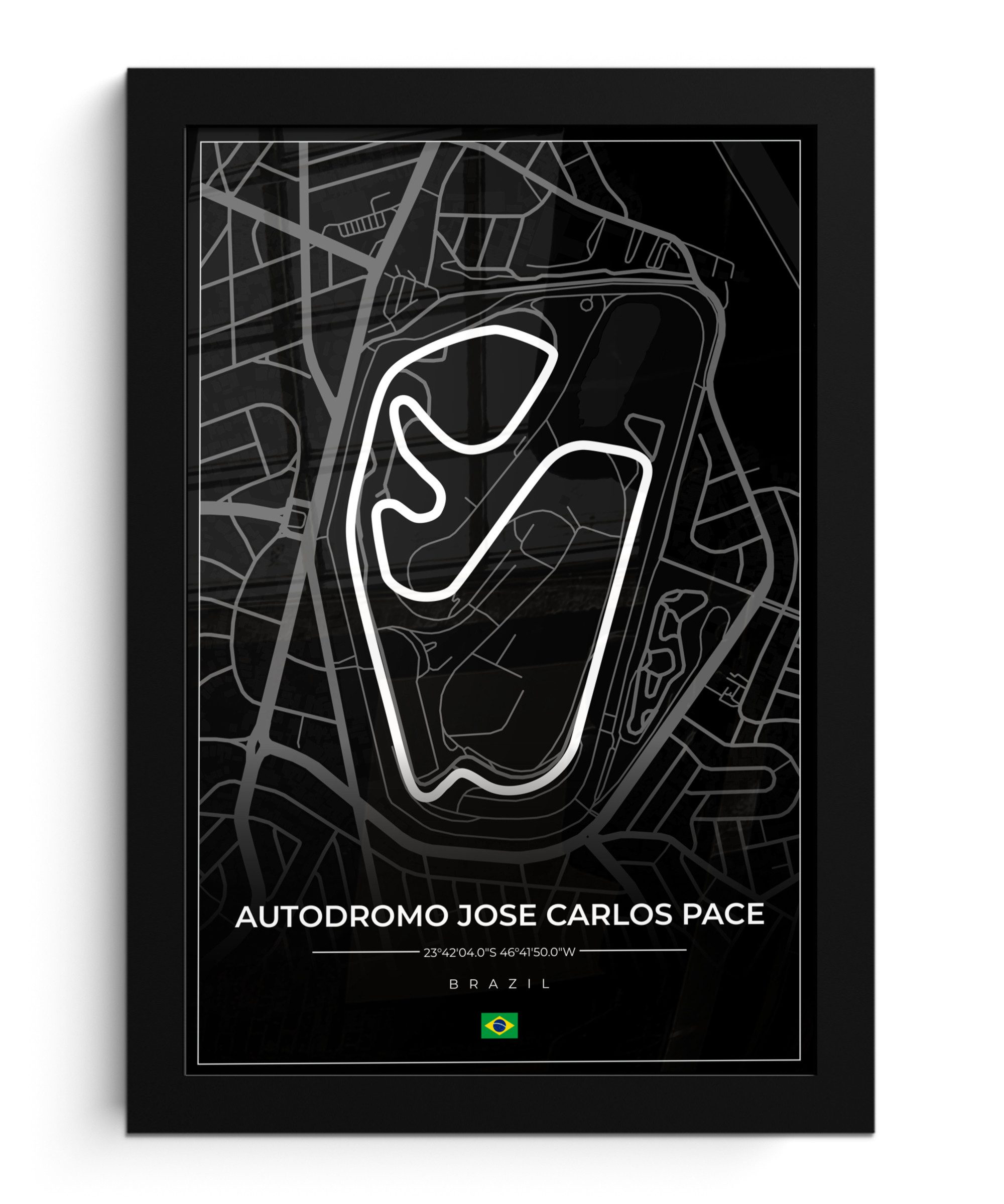 MuchoWow Poster Rennstrecke - Brasilien - Rundkurs - Formel 1 - Autódromo José Carlos, (1 St), Bilderrahmen, Zimmer Deko, Bild für Wohnzimmer, 20x30 cm