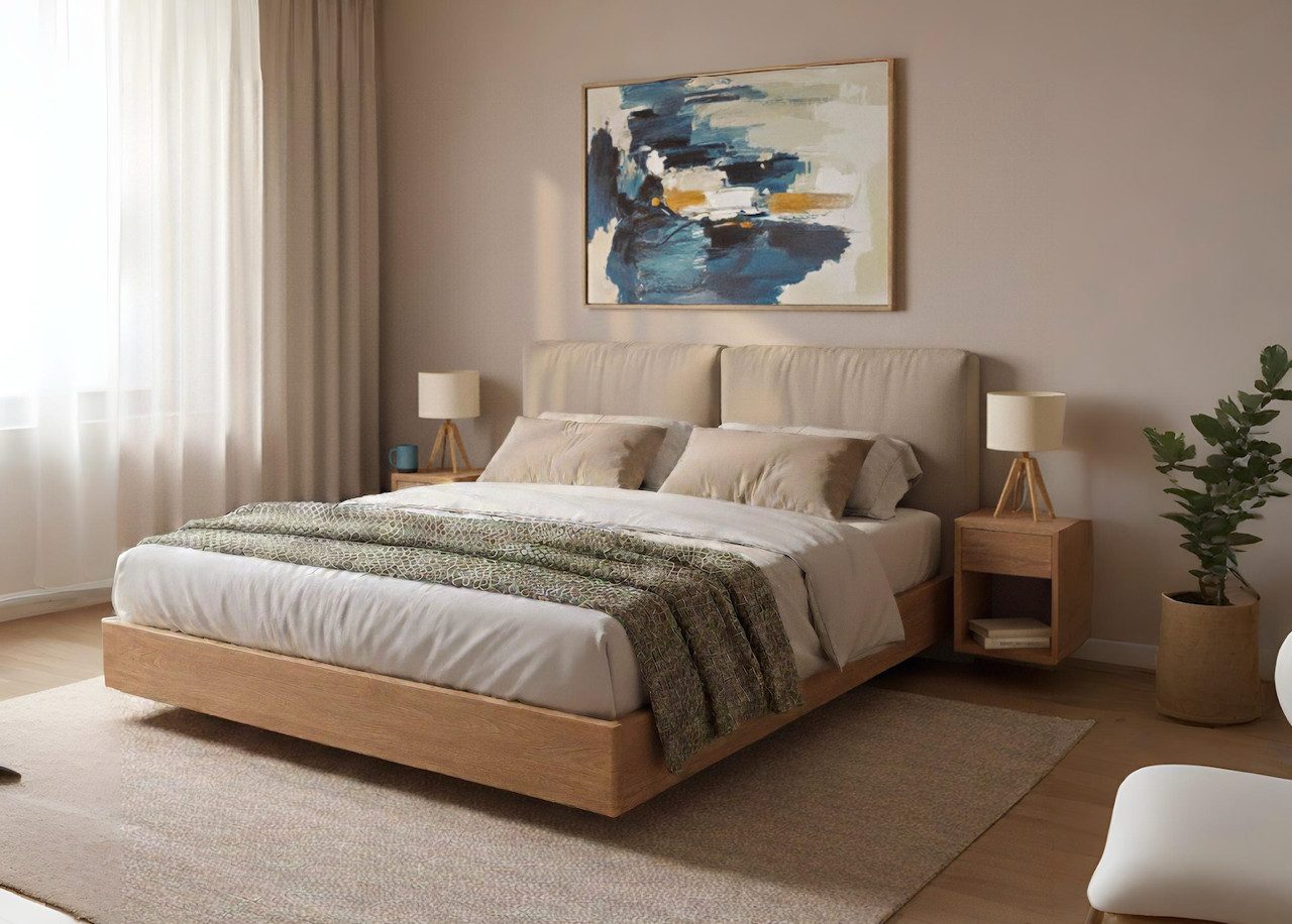 Woodek Design Nachttisch HUGO, kompakten Nachtkonsolen aus Massivholz, H 39 x B 30 x T 30 cm (Ablagetisch aus matt lackiertem massivem Eichenholz, 2-St., grifflose Nachtkommoden), skandinavische Wandschränke