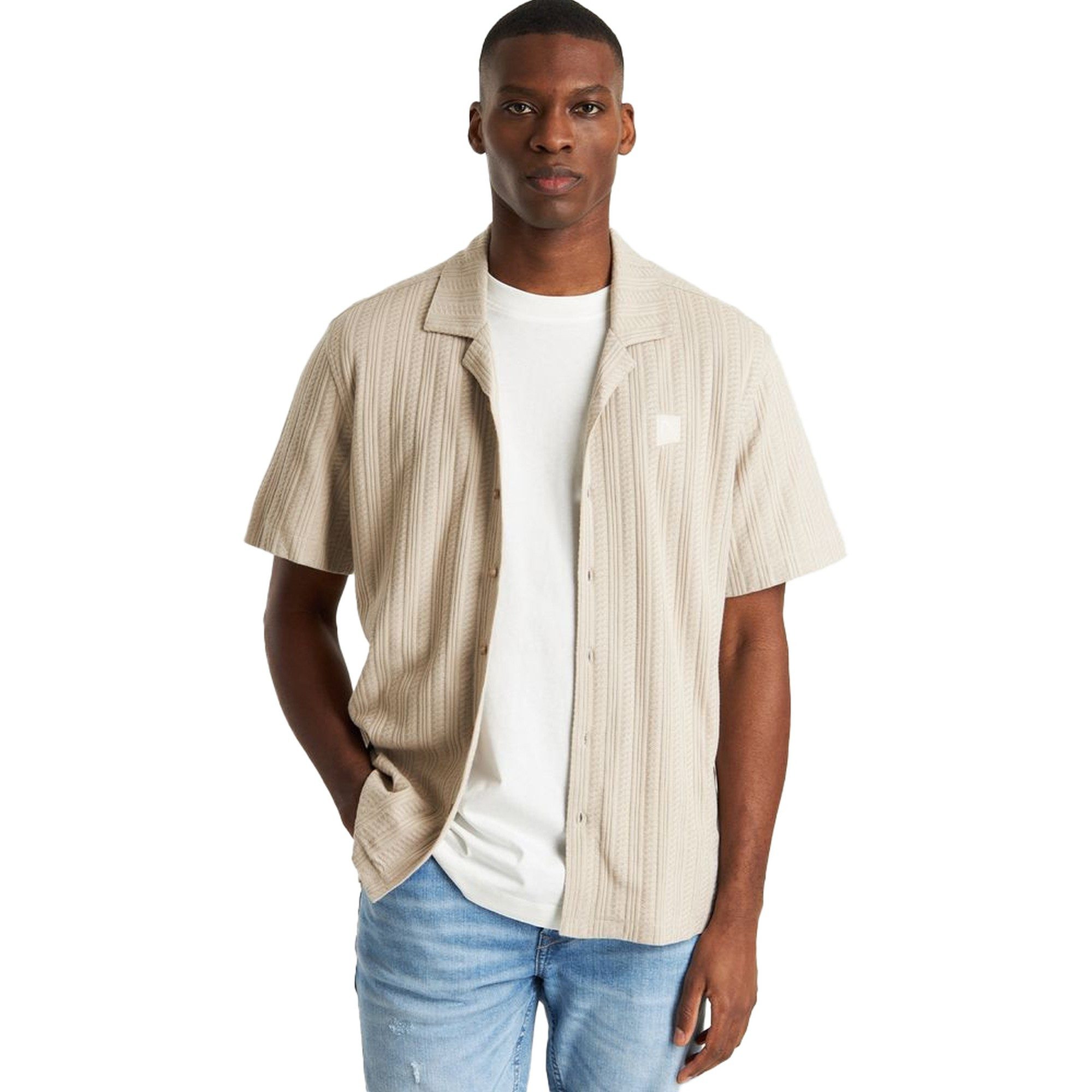 CHASIN' Henleyshirt Doby Point Shirt, natur