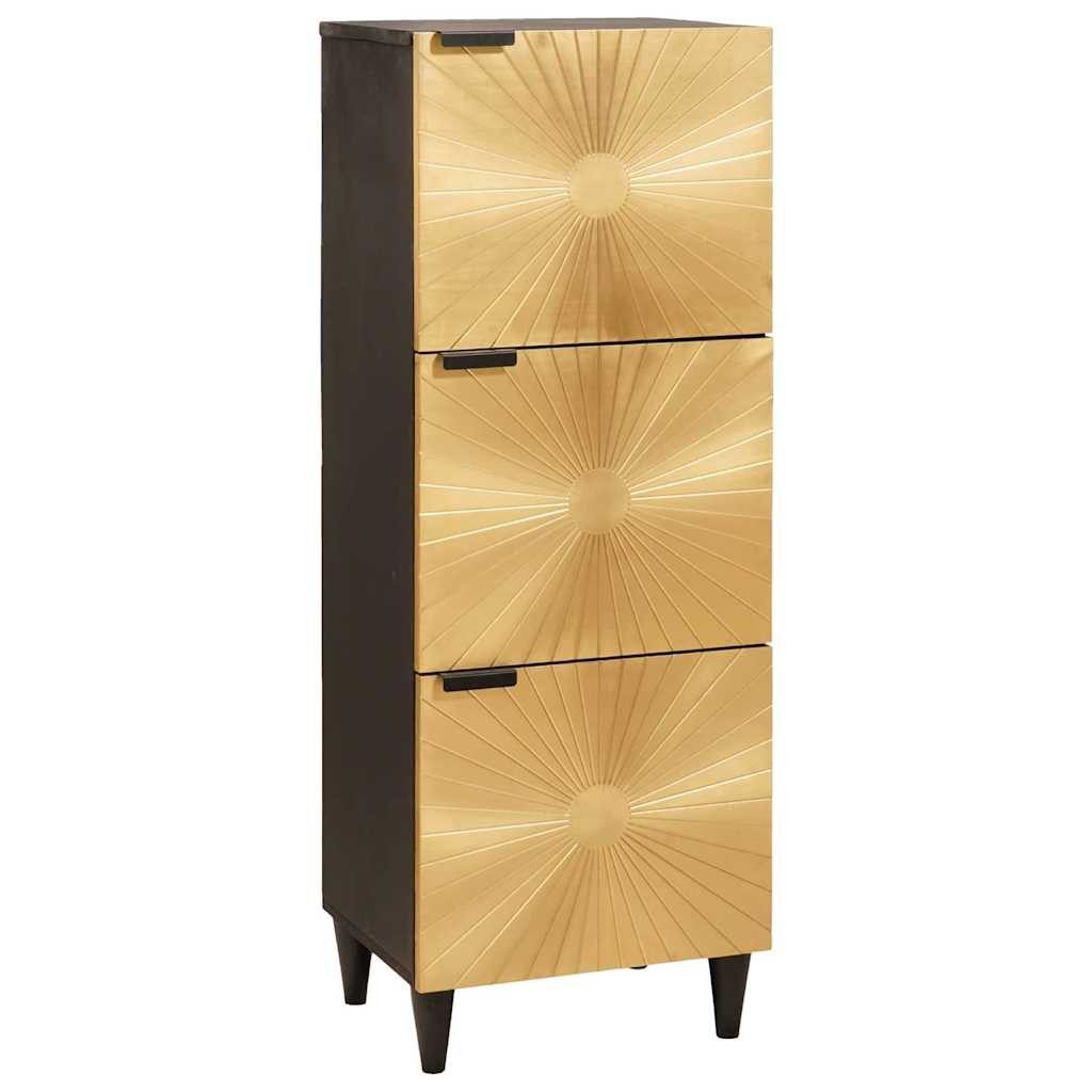 vidaXL Media-Regal Beistellschrank mit Tür Schwarz und Gold 40 x 33.5 x 110 cm, 1-tlg.
