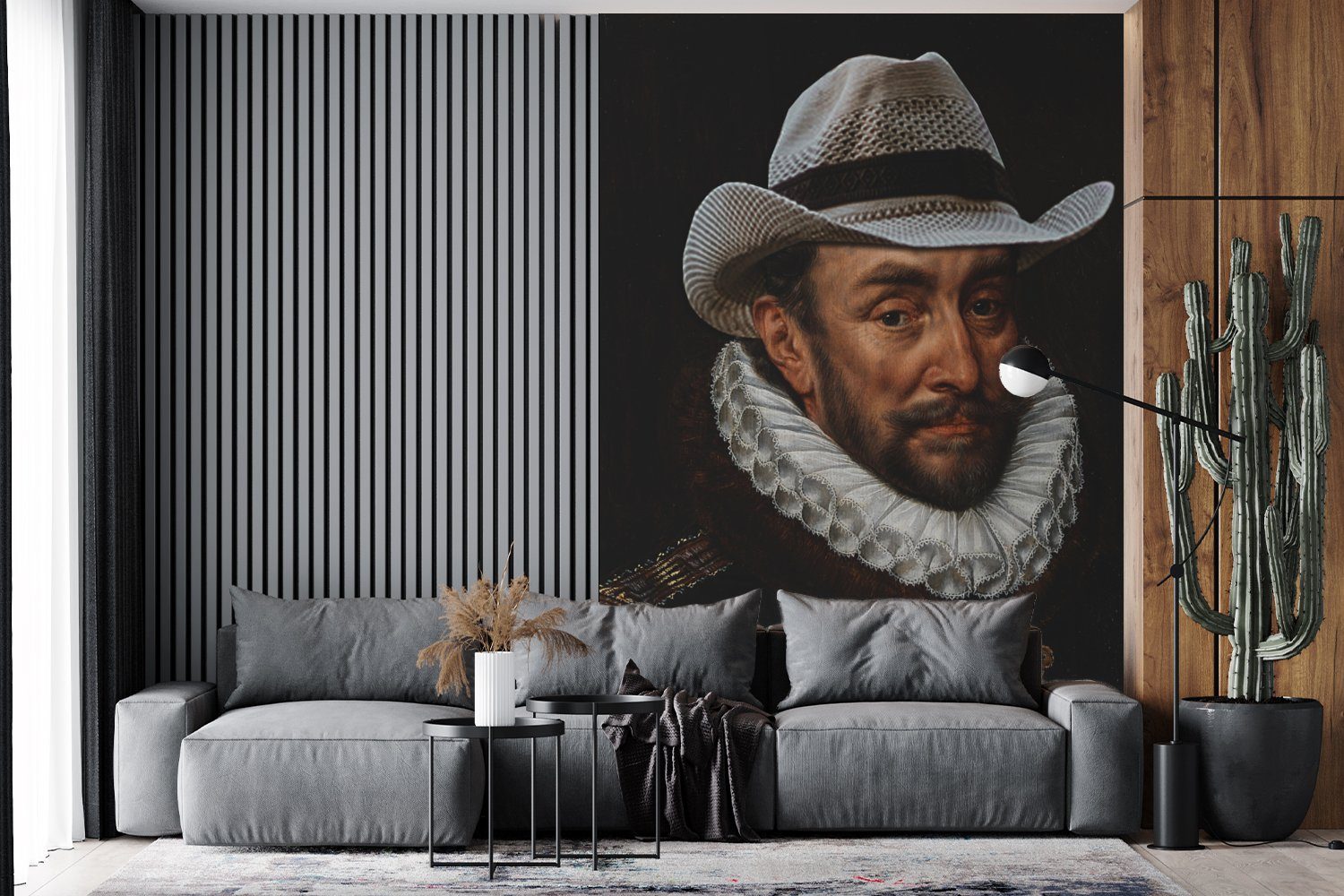 Matt, MuchoWow von Adriaen Wandtapete - Fototapete - für Thomasz St), (3 Wilhelm bedruckt, Vinyl Montagefertig Cowboyhut, Wohnzimmer, Oranien Tapete