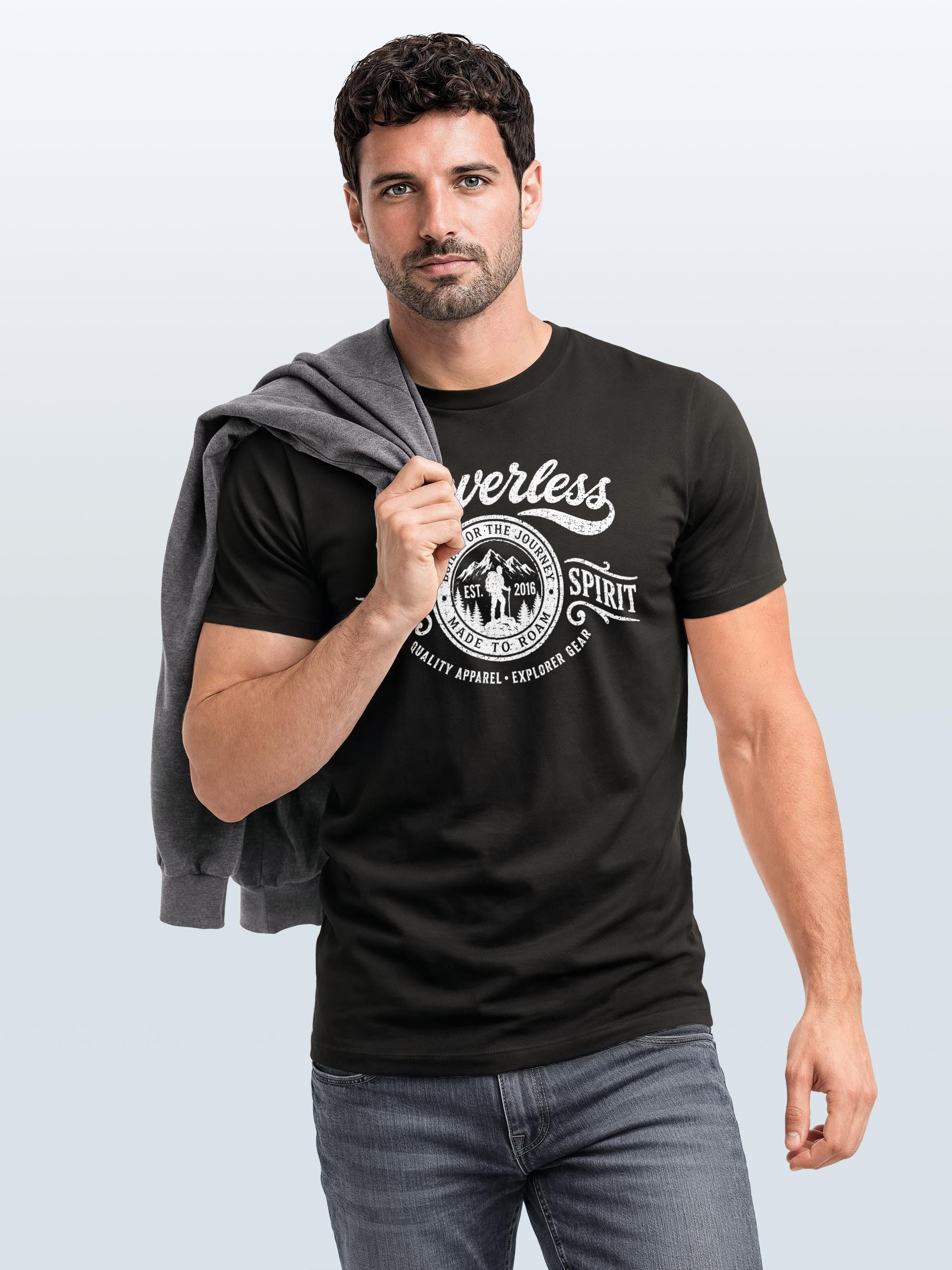 Neverless Print-Shirt Herren T-Shirt Frontprint - Wild Spirit - Baumwollshirt Männer mit Print – Bild 5 von 5