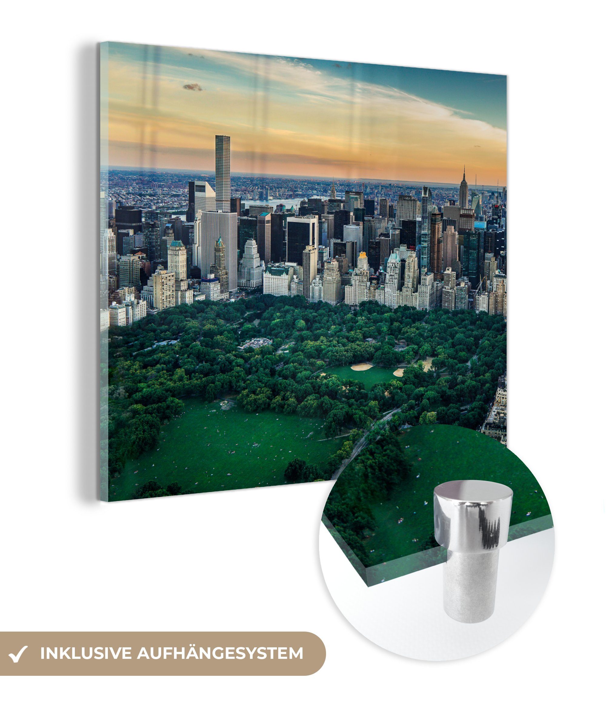 MuchoWow Acrylglasbild New York - Central Park - Amerika, (1 St), Glasbilder - Bilder auf Glas Wandbild - Foto auf Glas - Wanddekoration bunt