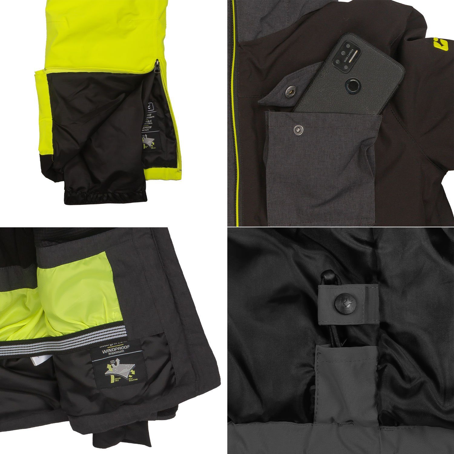 Killtec Skianzug Jungen Skijacke + Skihose (anthrazit/ limette, Gr. 128), verschweißte Nähte