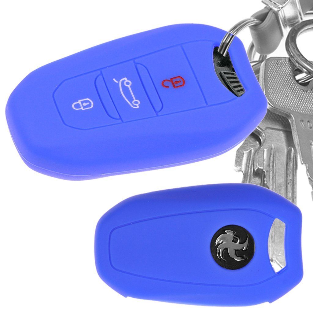 KEYLESS Citroen 508 Autoschlüssel für Schlüsseltasche DS5 Blau, mt-key Schutzhülle C4 4008 Peugeot DS6 2008 DS4 Softcase DS7 Silikon 208