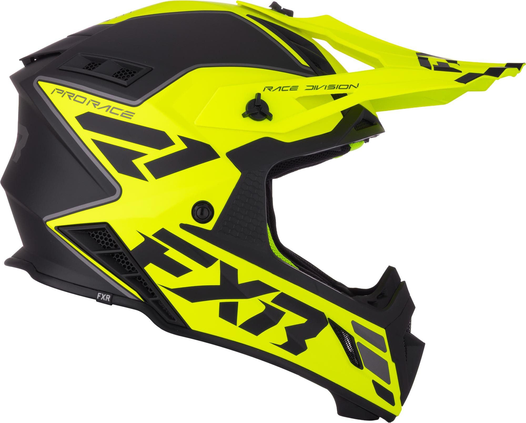 FXR Motocrosshelm Helium Logo Carbon Motocross Helm, Protektoren