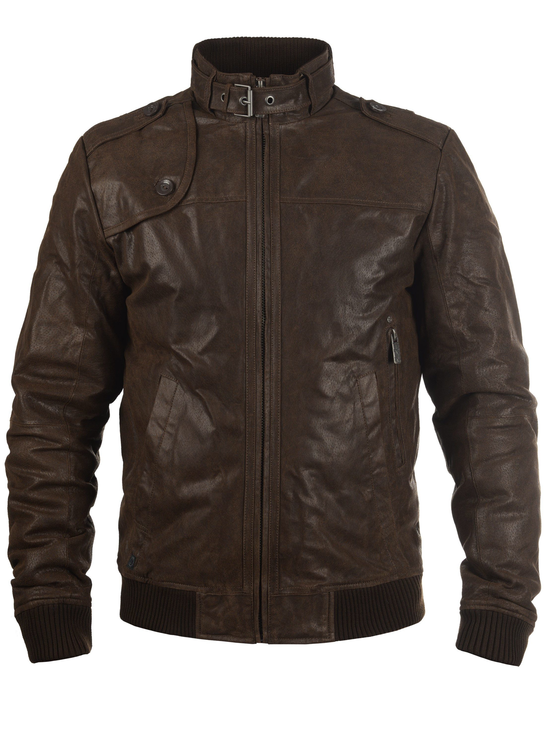 Solid Lederjacke SDDash Bikerjacke mit gerippten Bündchen sowie Saum